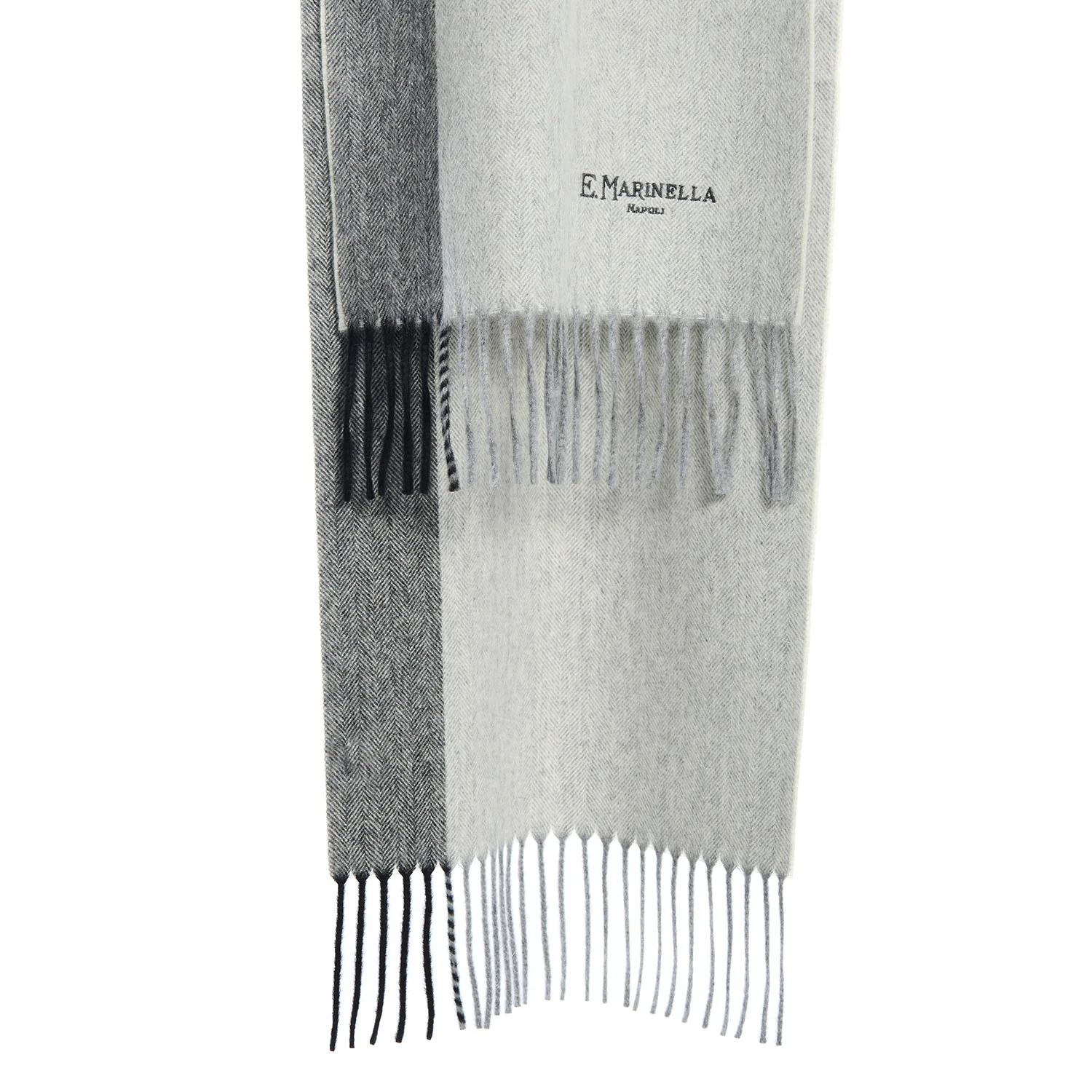 BICOLOR LIGHT GREY WOOL AND CASHMERE SCARF - Image 2