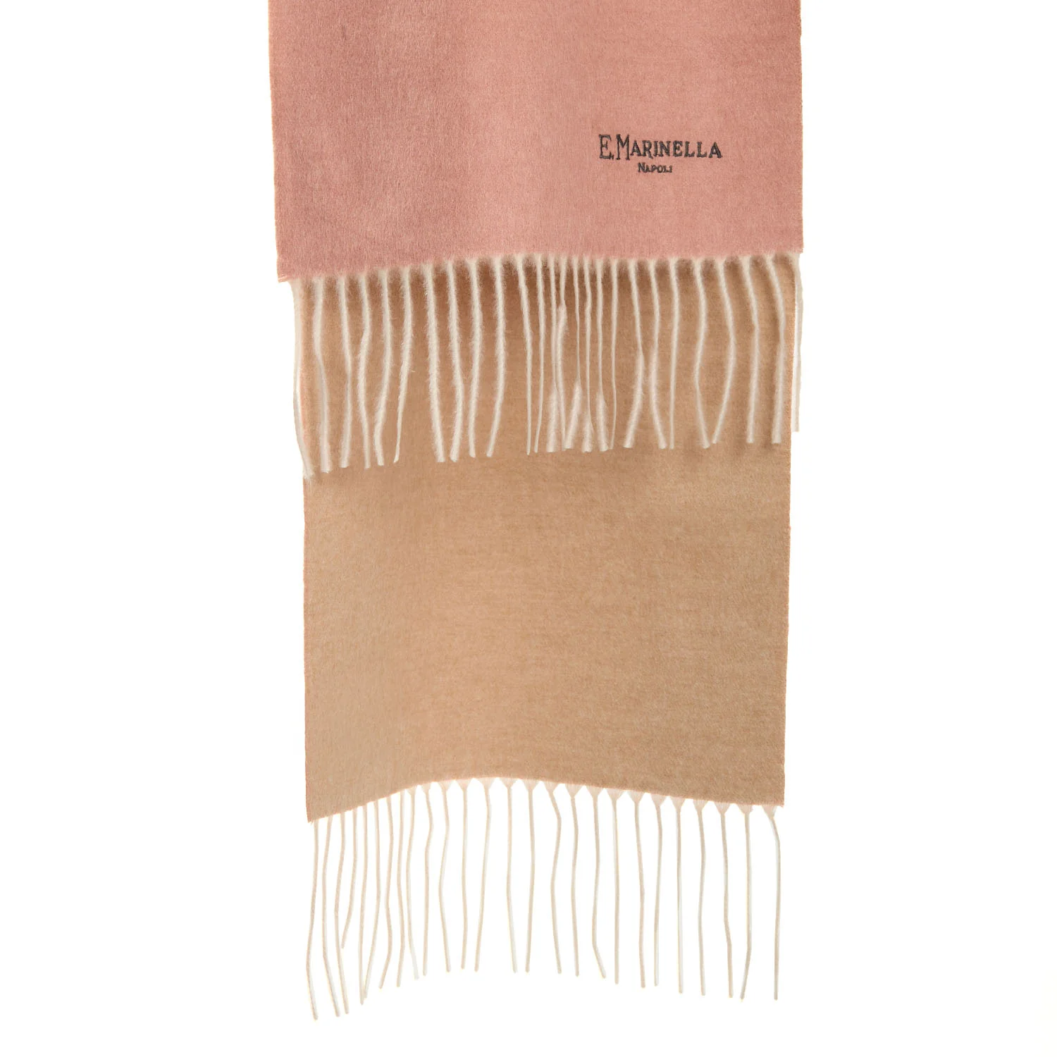 BICOLOR PINK AND BEIGE SILK AND CASHMERE SCARF - Image 2