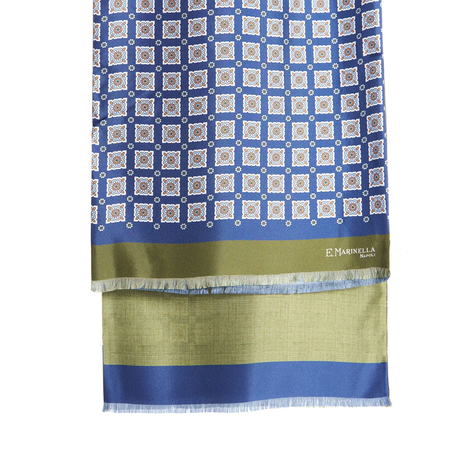BLUE AND GREEN DOUBLE SILK SCARF - Image 3
