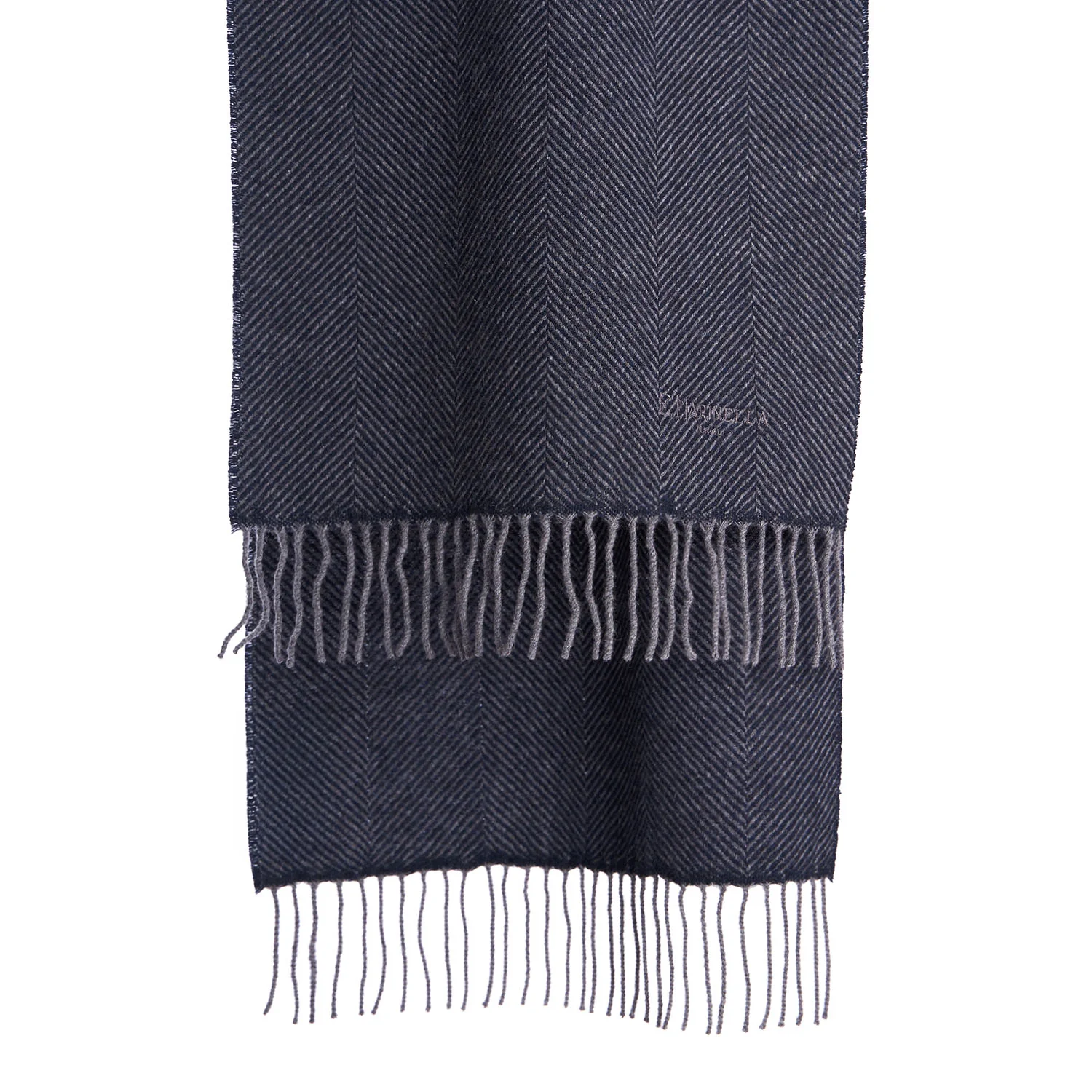 DARK BLUE FRINGED SCARF - Image 2