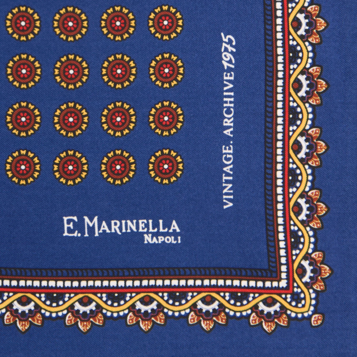 BLUE HAND-PRINTED SILK POCKET SQUARE - Image 3