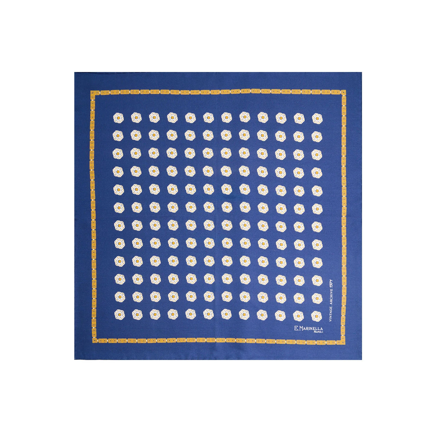 BLUE HAND-PRINTED SILK POCKET SQUARE - Image 2