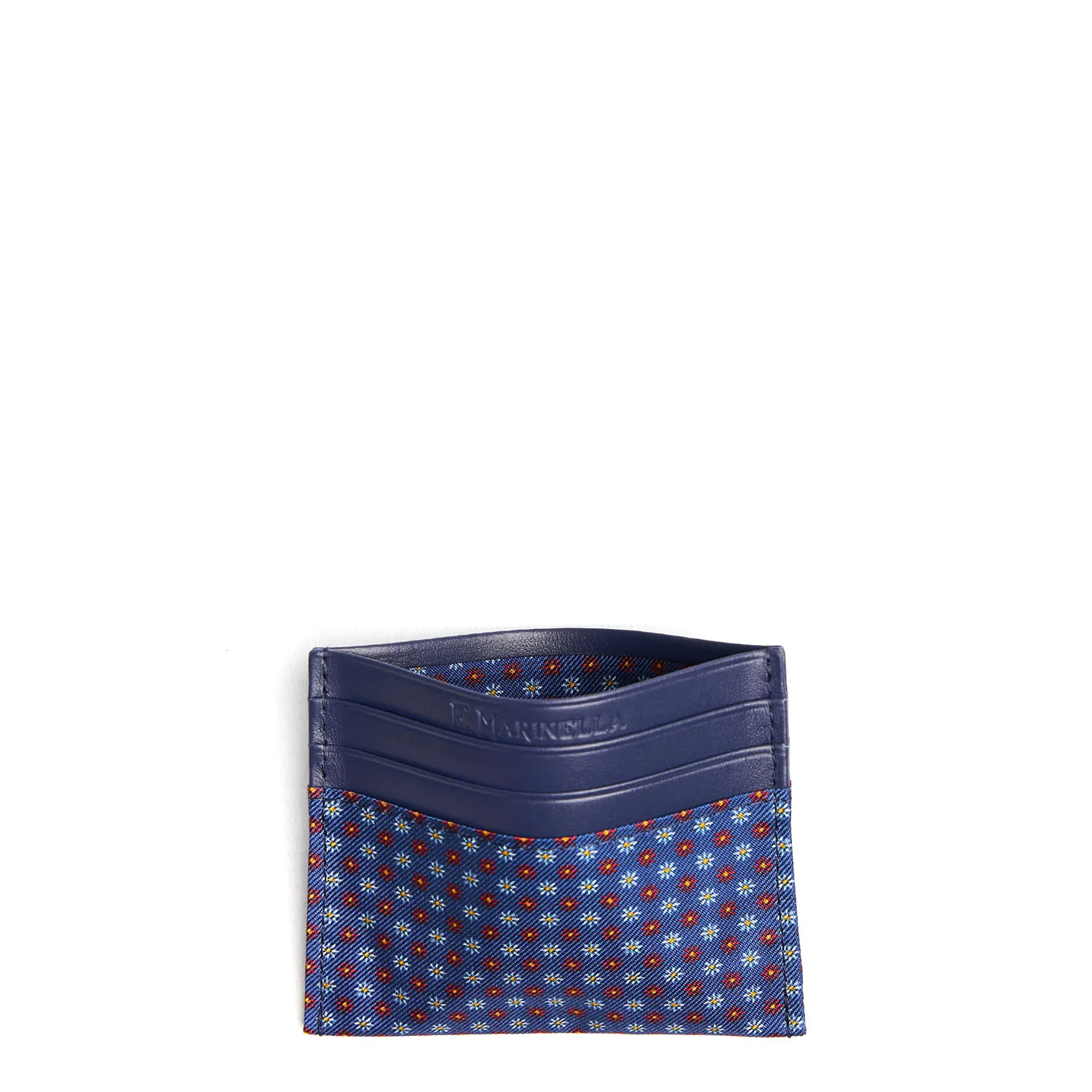 BLUE LEATHER AND SILK CREDIT CARD HOLDER - Image 2
