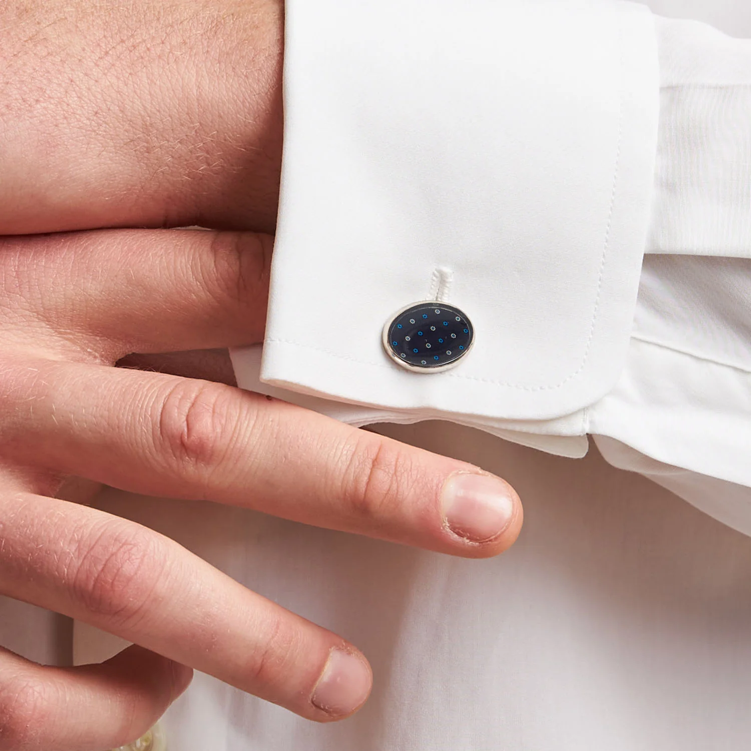 BLUE SILVER CUFFLINKS - Image 2