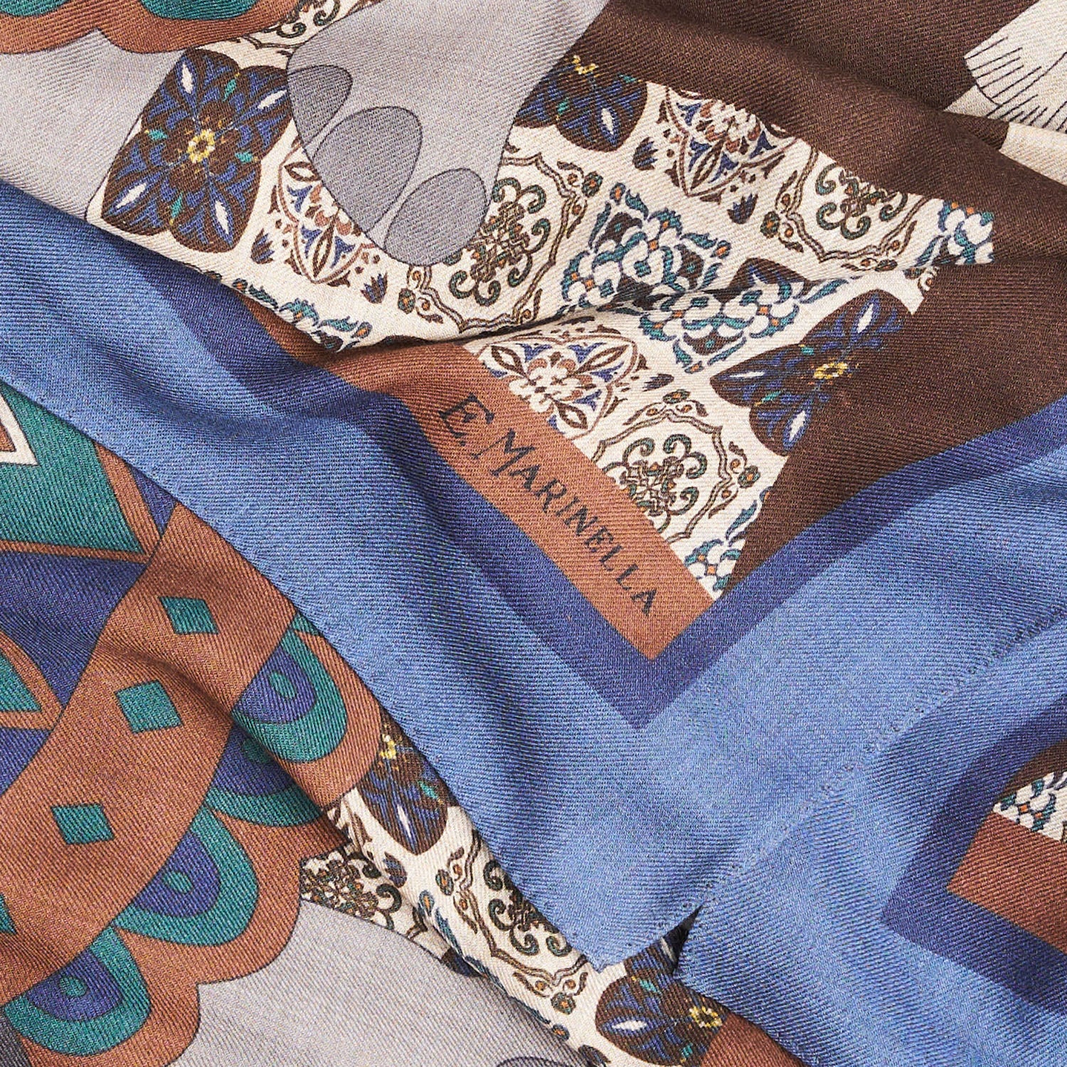 BLUETTE AND DARK BROWN WIDE WOOL SCARF - Image 4