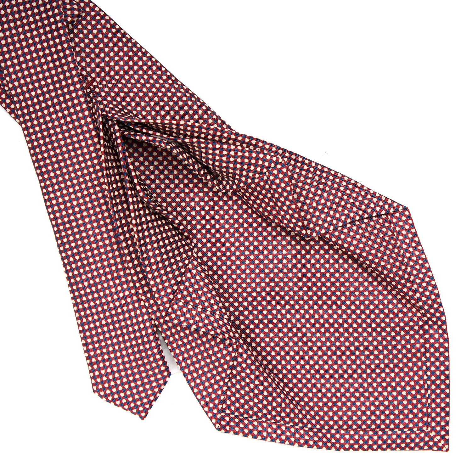 BURGUNDY 9 FOLD SARTORIAL SILK TIE - SMALL FLOWER PATTERN