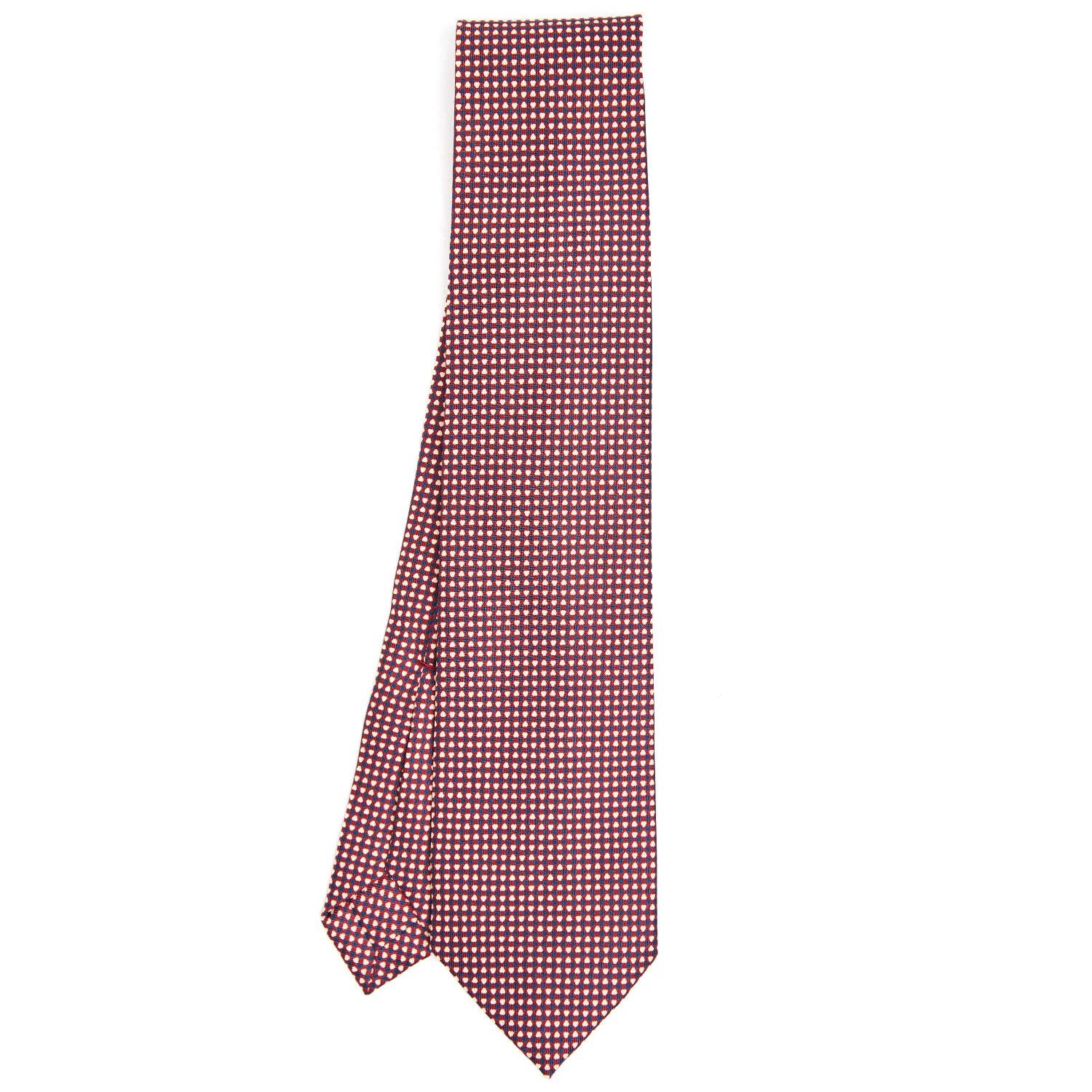 BURGUNDY 9 FOLD SARTORIAL SILK TIE - SMALL FLOWER PATTERN - Image 2