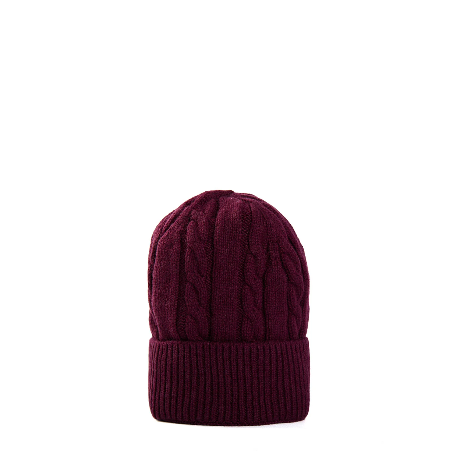 BURGUNDY BRAIDED BEANIE