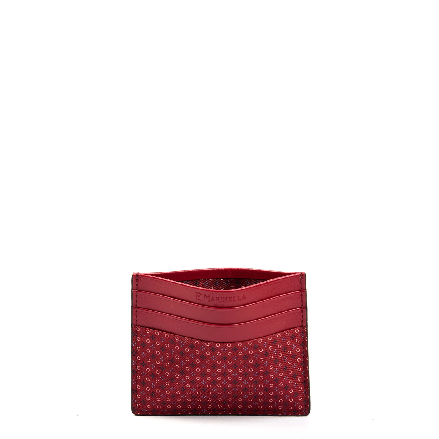 BURGUNDY LEATHER AND SILK CREDIT CARD HOLDER - Image 2