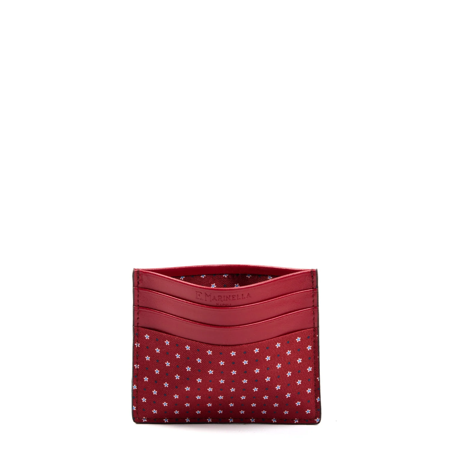 BURGUNDY LEATHER AND SILK CREDIT CARD HOLDER - Image 2