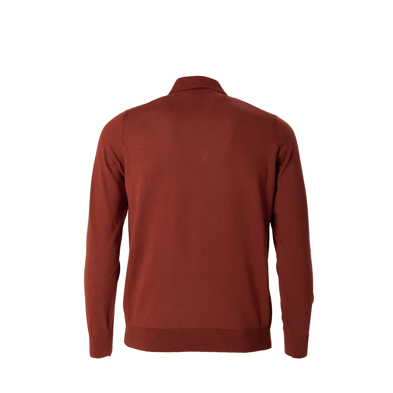 BURGUNDY LONG SLEEVE KNITTED POLO - Image 3