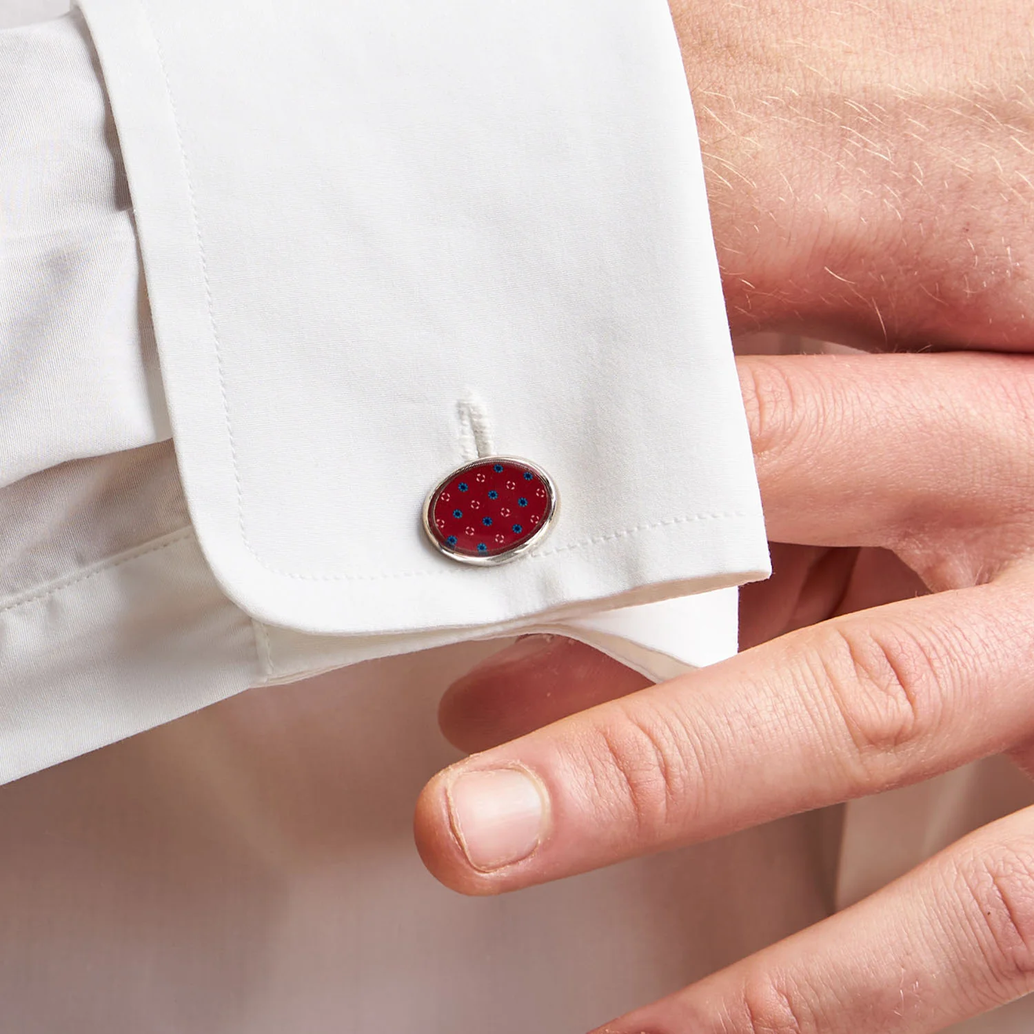 BURGUNDY SILVER CUFFLINKS - Image 2