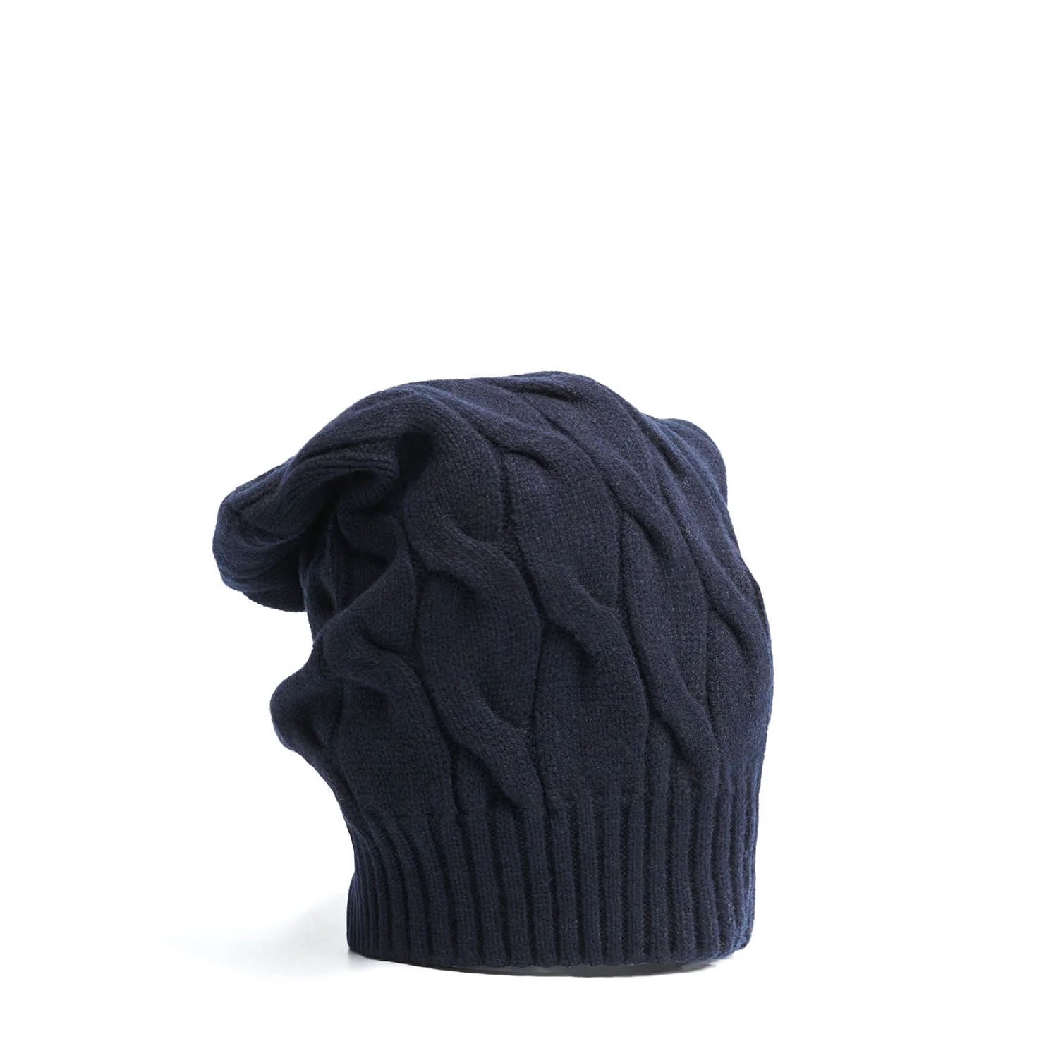 CABLE-KNIT BLUE HAT