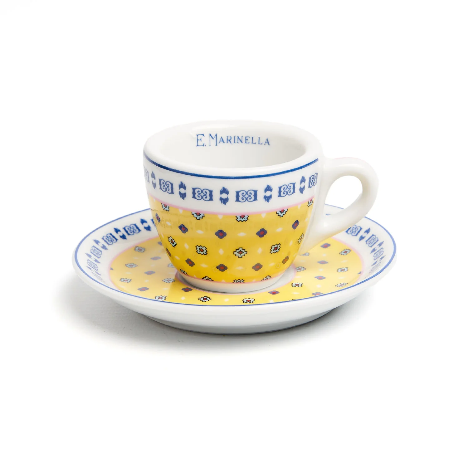 SET OF TWO POWDER BLUE AND YELLOW COFFEE CUP WITH SAUCER - Image 3
