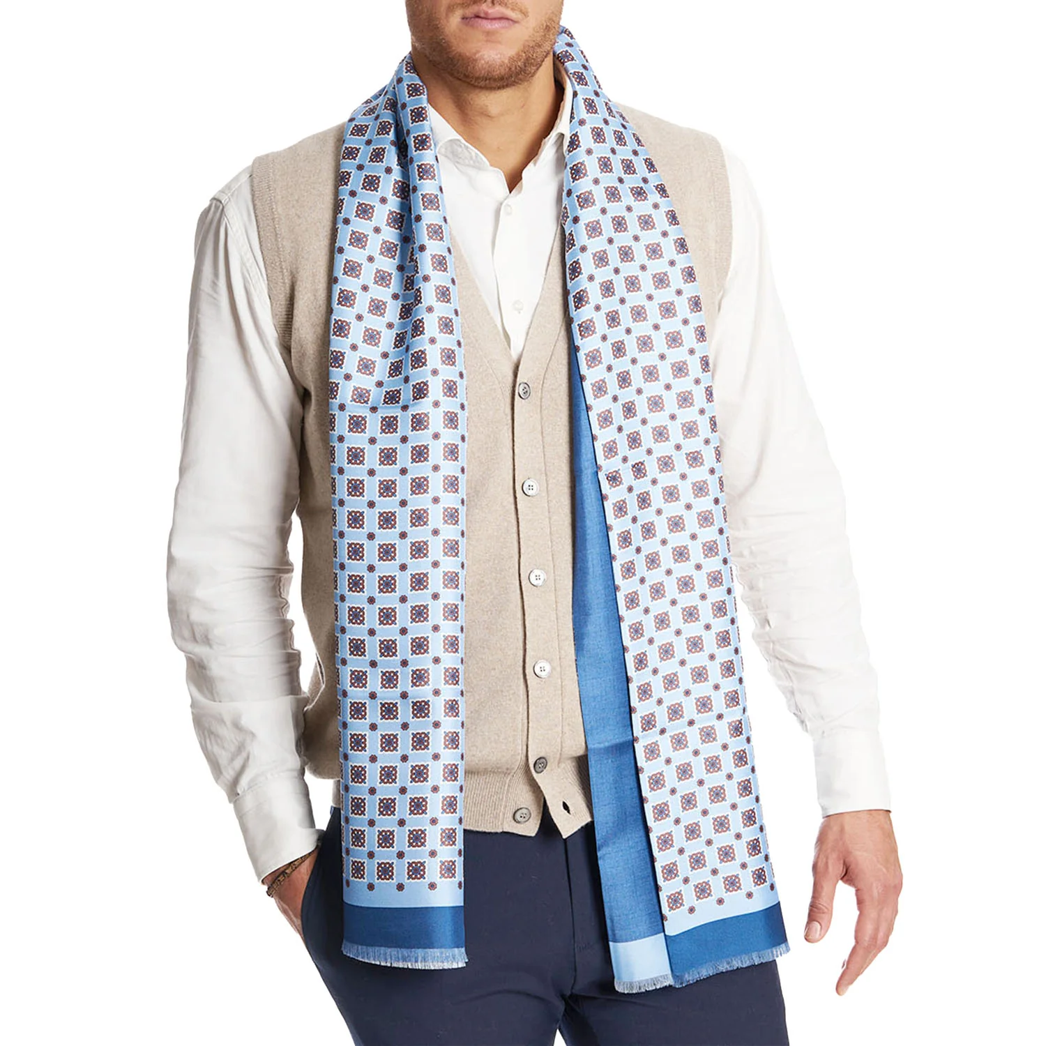 DARK AND LIGHT BLUE DOUBLE SCARF - Image 2