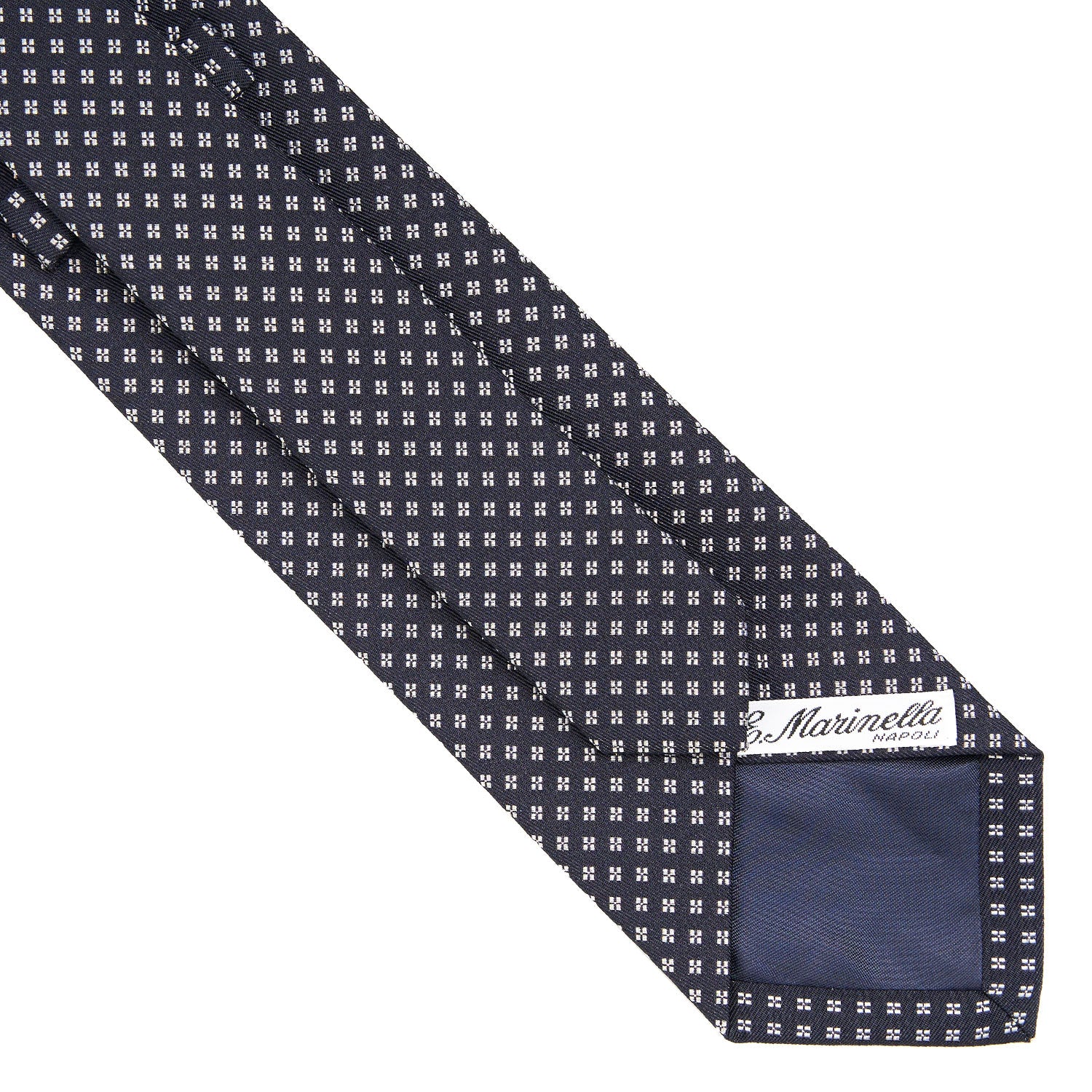 DARK BLUE CEREMONIAL JACQUARD SILK TIE - Image 4