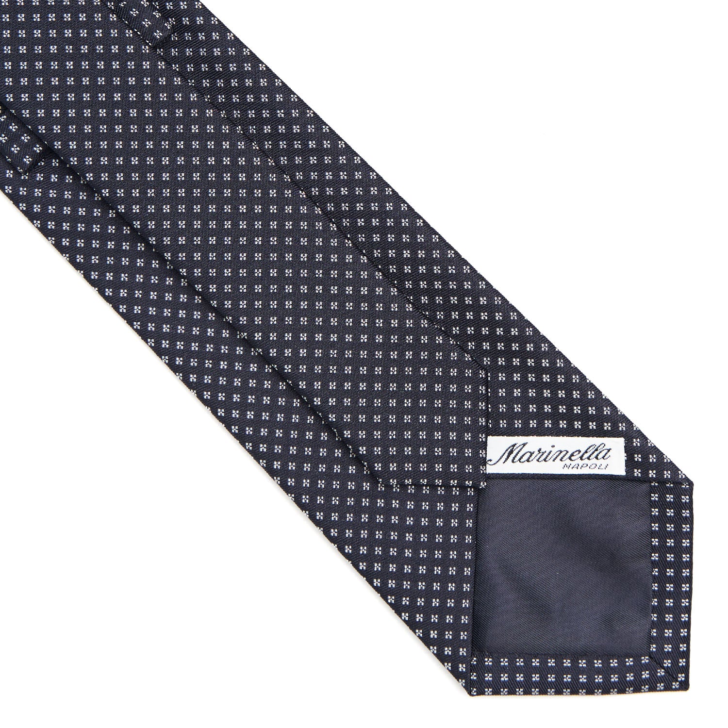 DARK BLUE CEREMONIAL JACQUARD SILK TIE - Image 4