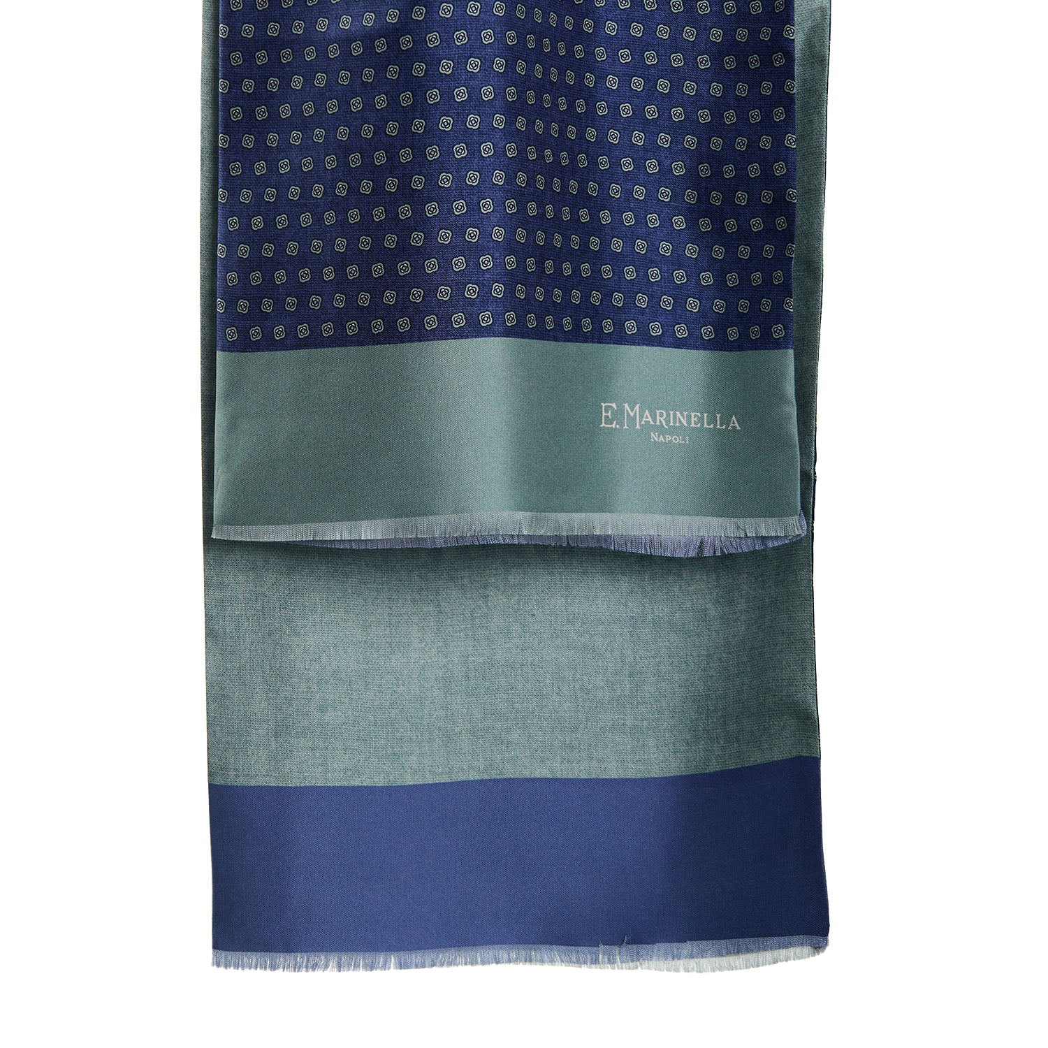 DARK BLUE DOUBLE SILK SCARF - Image 2
