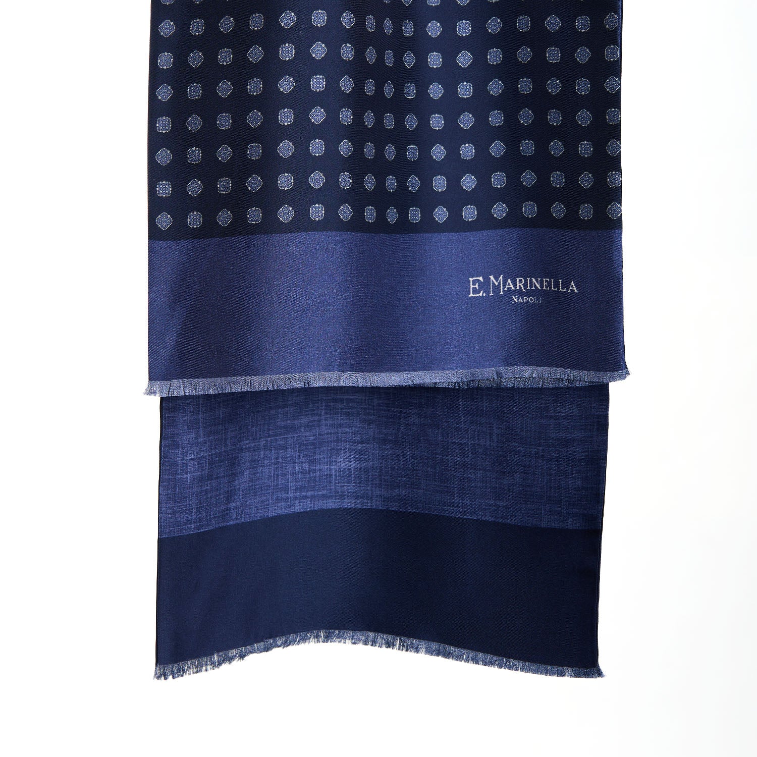 DARK BLUE DOUBLE SILK SCARF - Image 2