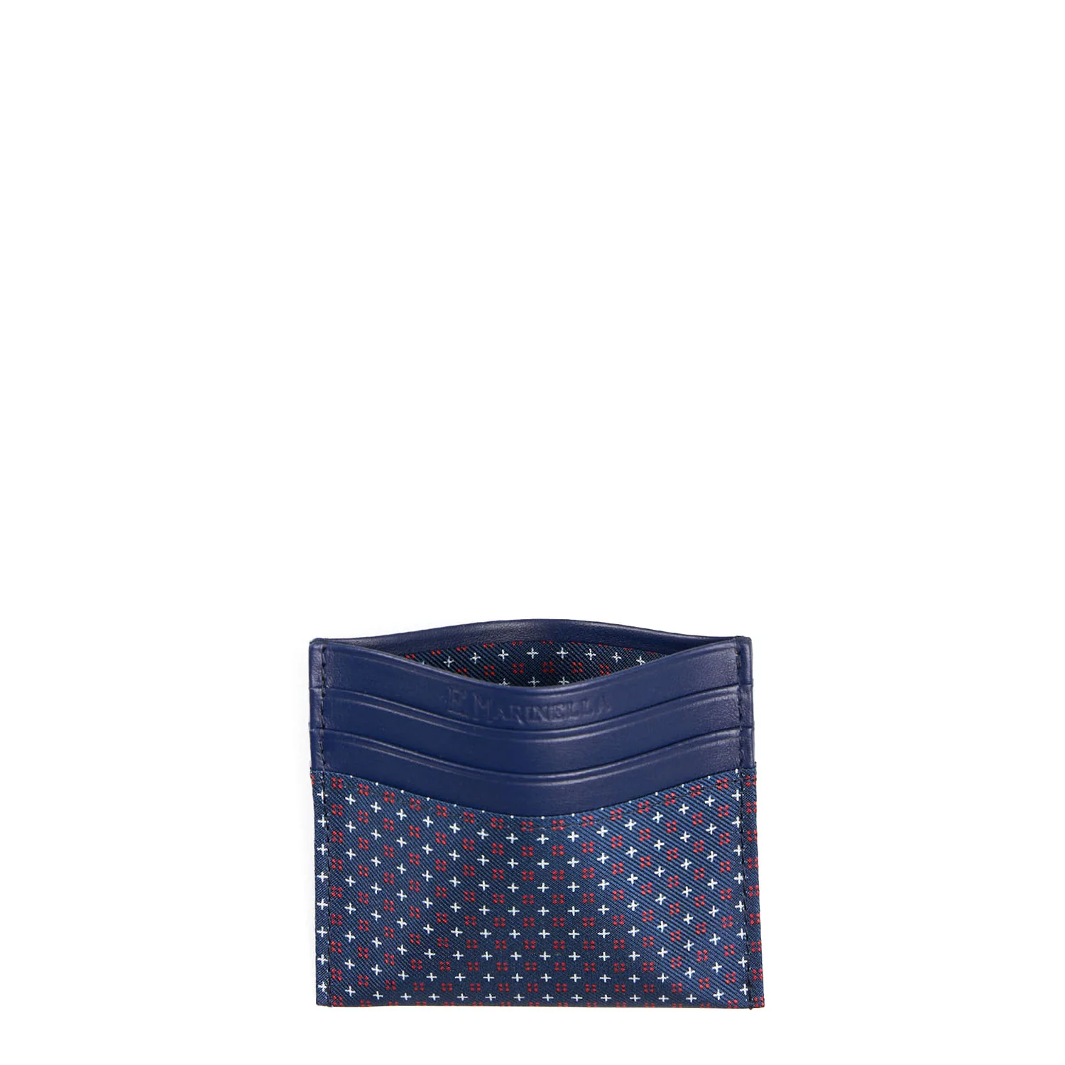 DARK BLUE SILK AND LEATHER CREDIT CARD HOLDER - Image 2