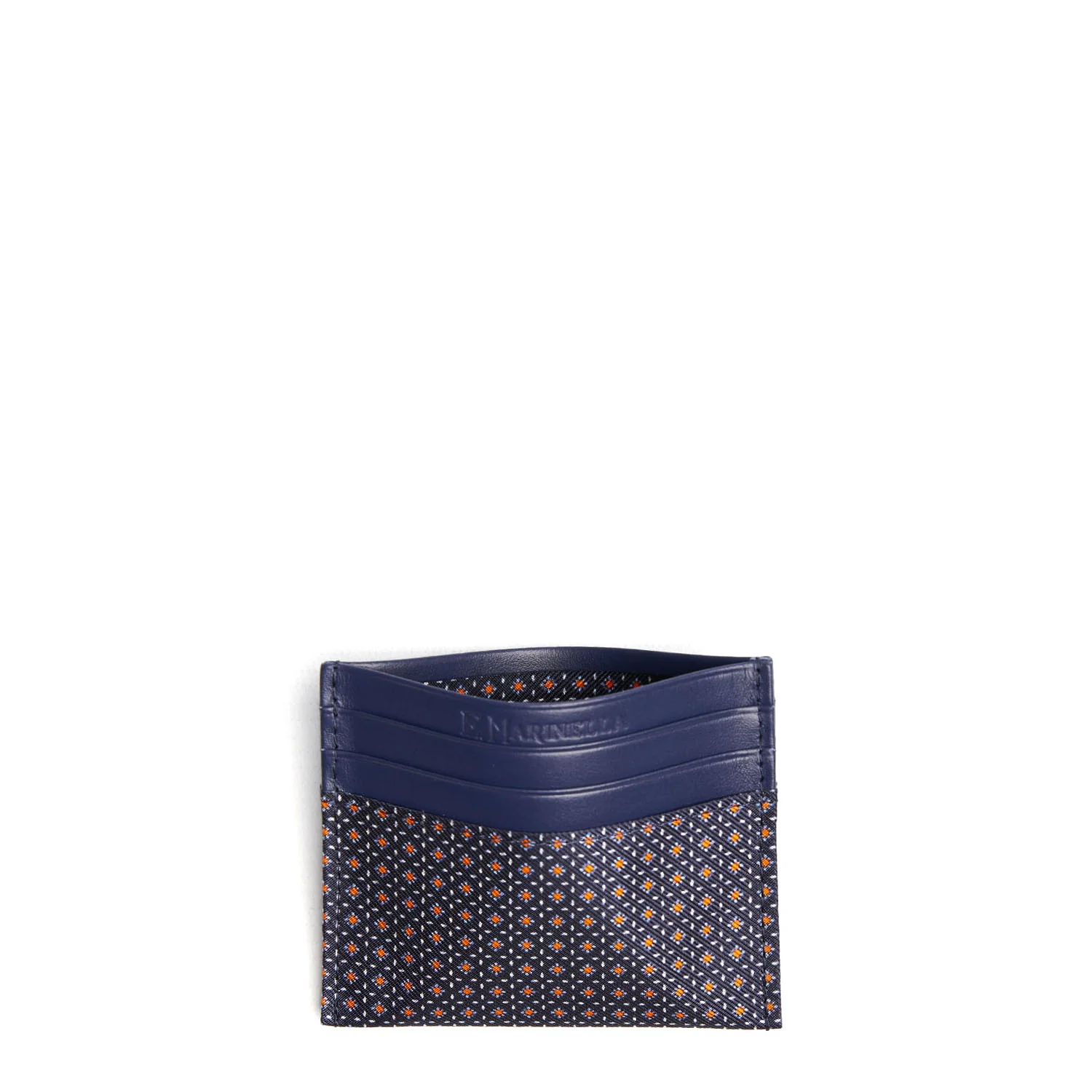 DARK BLUE SILK AND LEATHER CREDIT CARD HOLDER - Image 2