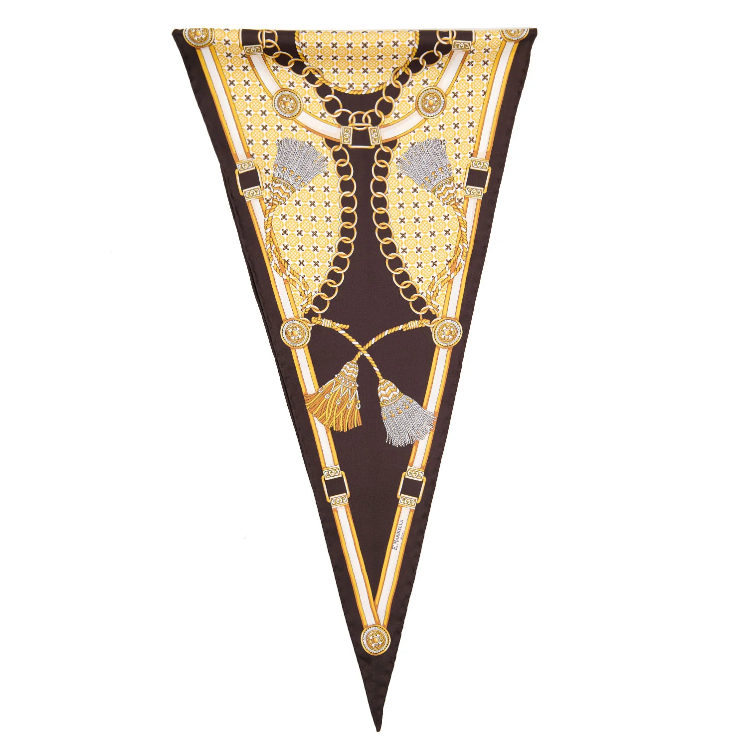 DARK BROWN SILK DIAMOND SHAPE SCARF - Image 3