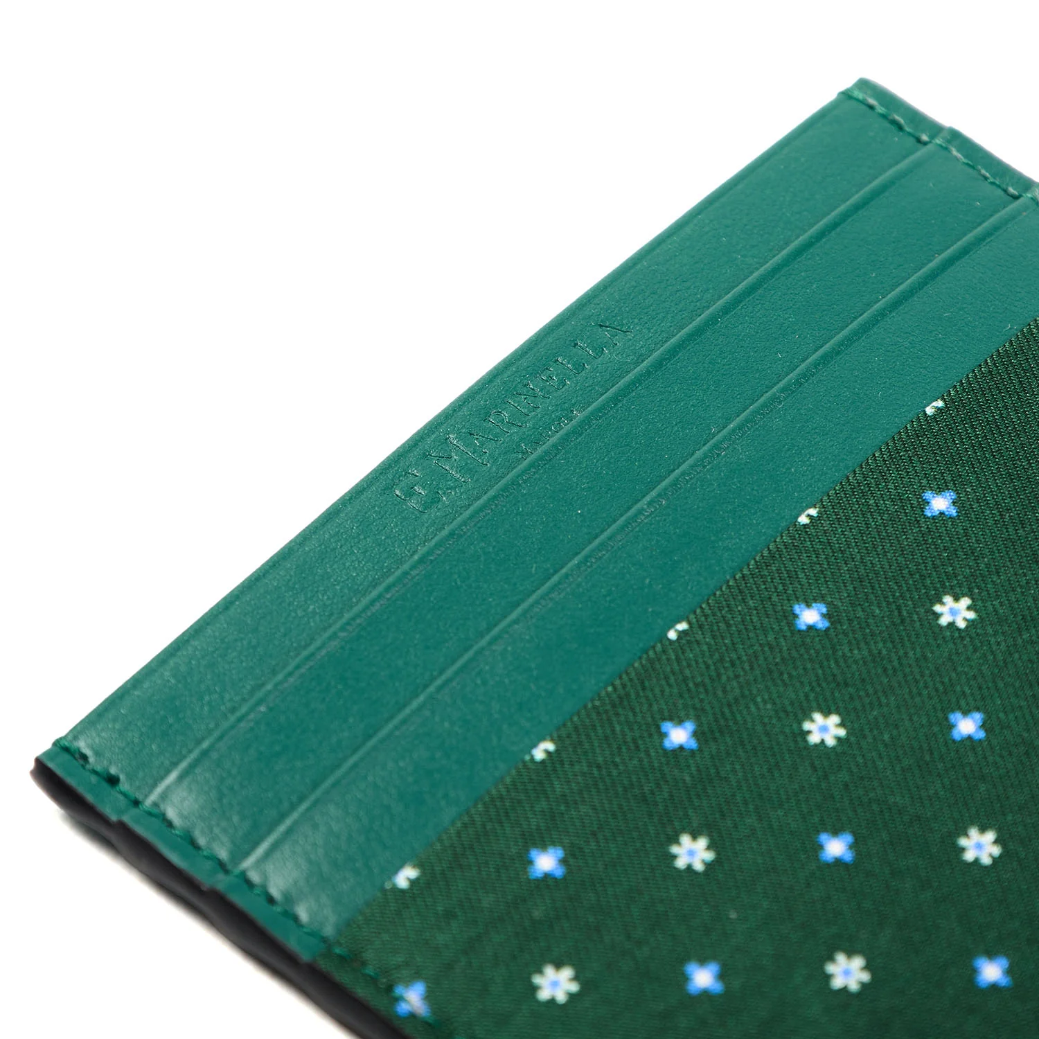 DARK GREEN LEATHER AND SILK CREDIT CARD HOLDER - Image 4