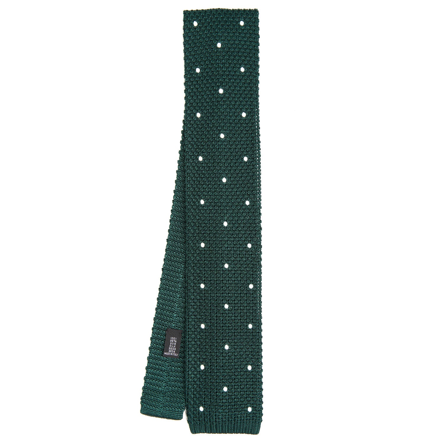 DARK GREEN SILK KNITTED TIE - Image 2
