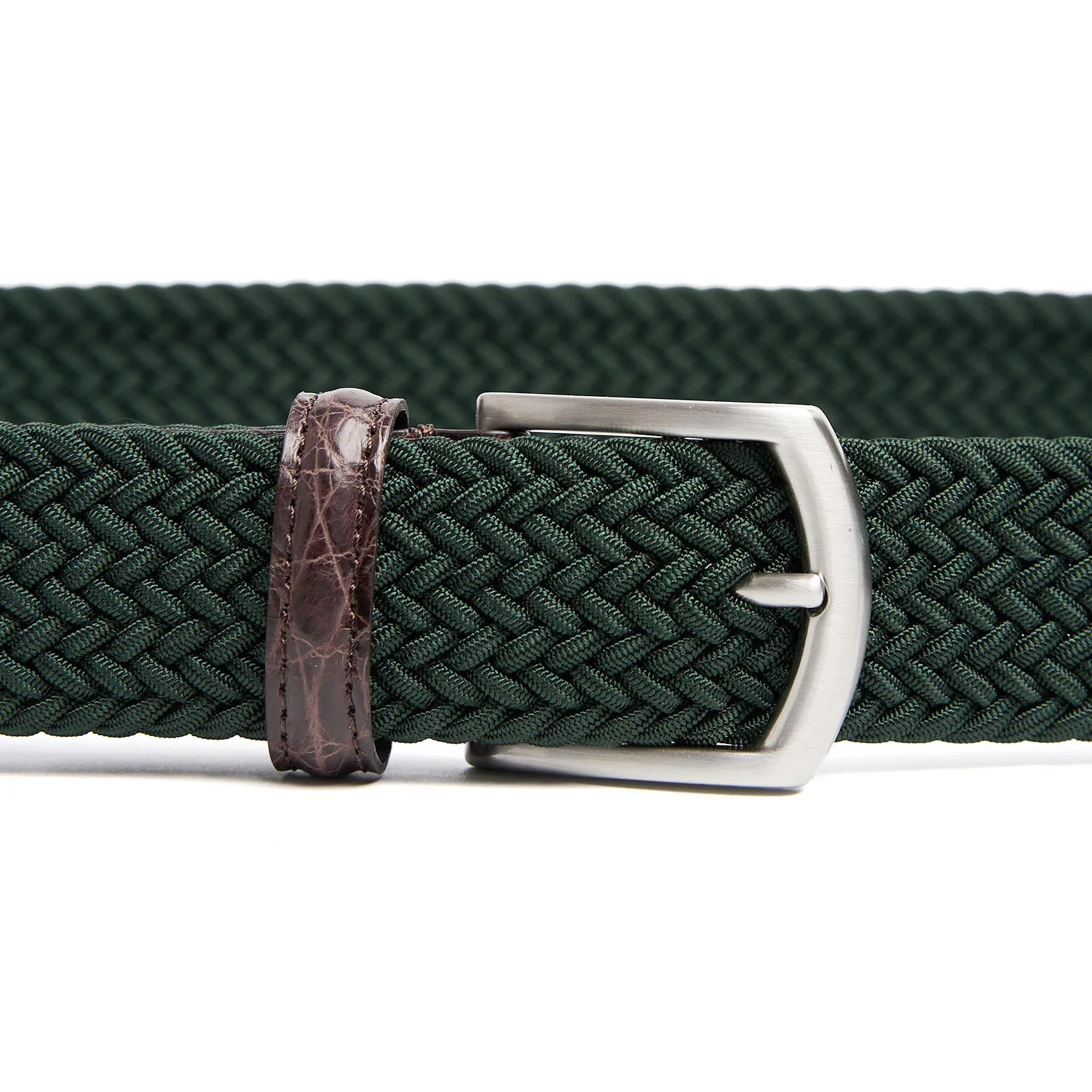 DARK GREEN WOVEN STRETCH BELT - Image 3