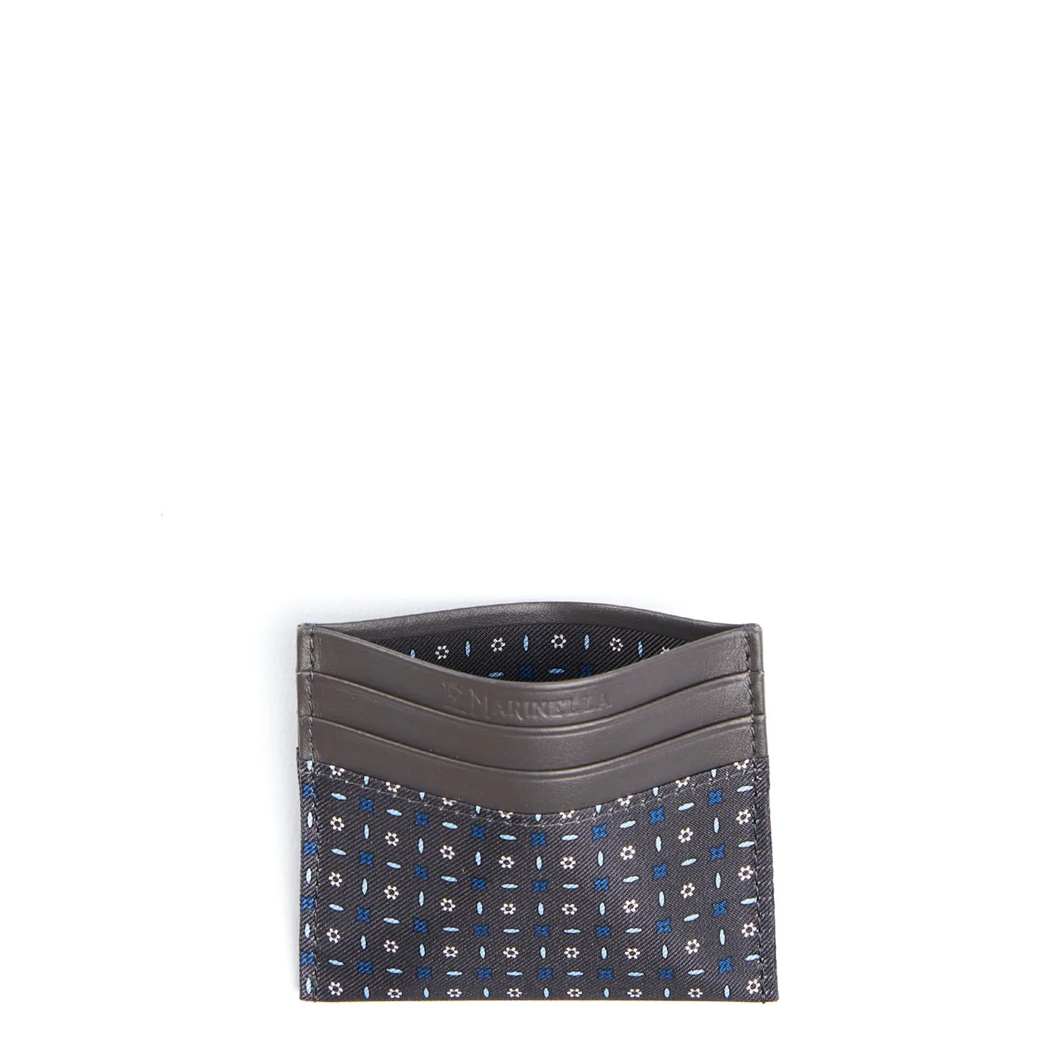 DARK GREY LEATHER AND SILK CREDIT CARD HOLDER - Image 2