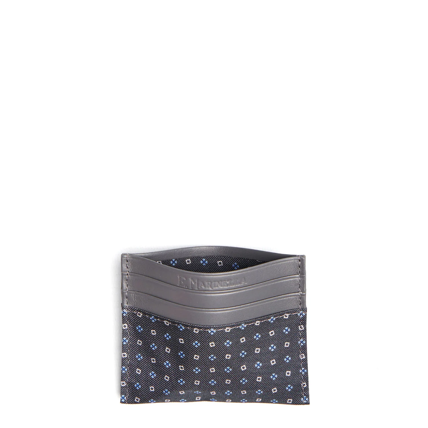 DARK GREY LEATHER AND SILK CREDIT CARD HOLDER - Image 2