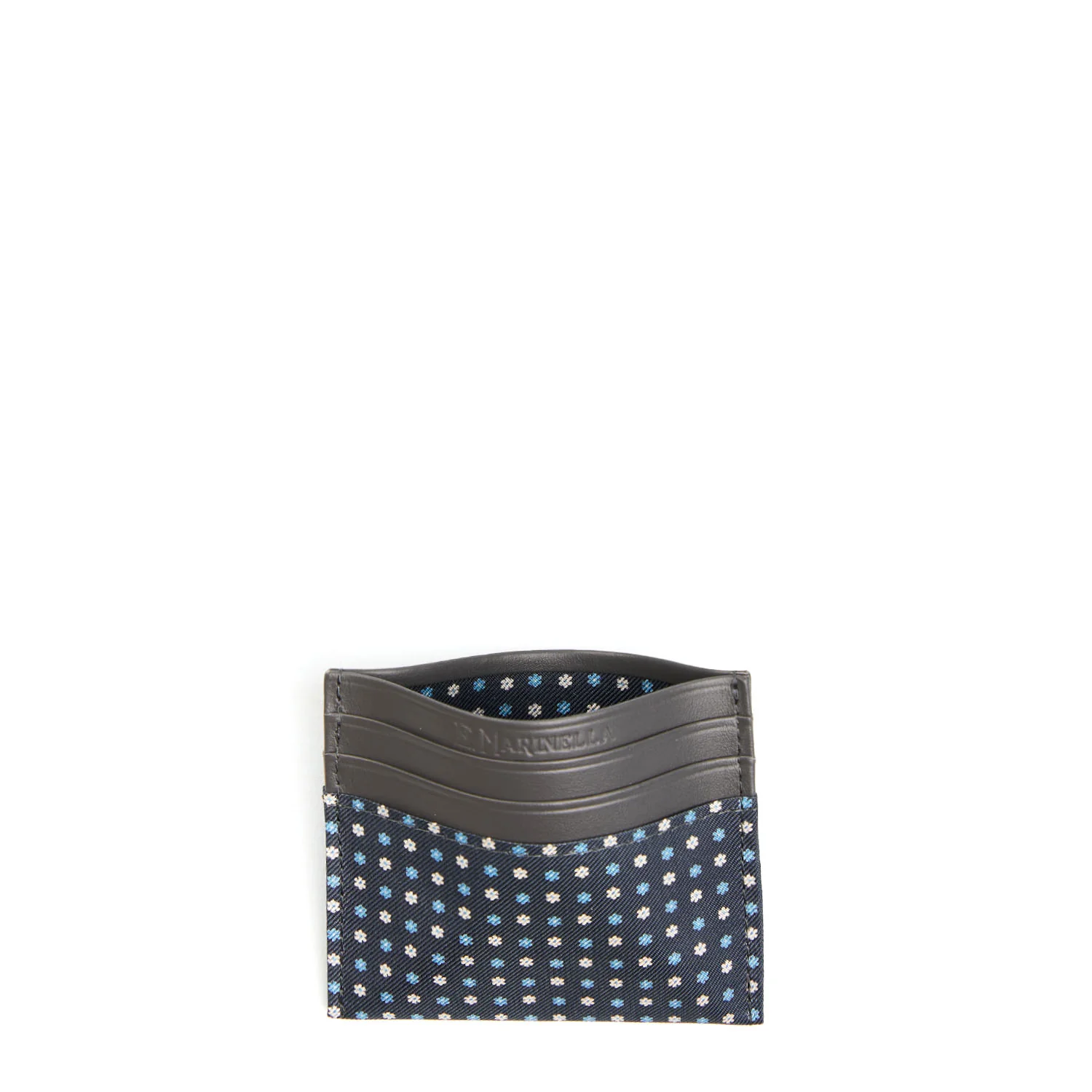 DARK GREY LEATHER AND SILK CREDIT CARD HOLDER - Image 2