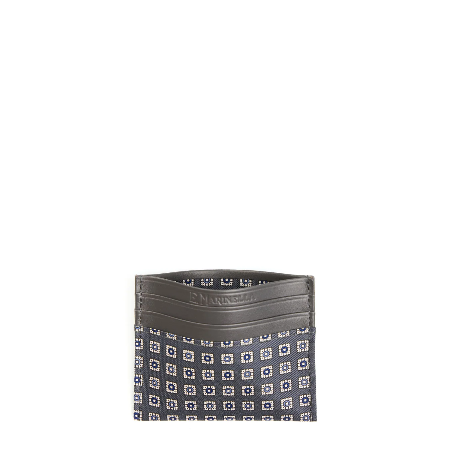 DARK GREY LEATHER AND SILK CREDIT CARD HOLDER - Image 2