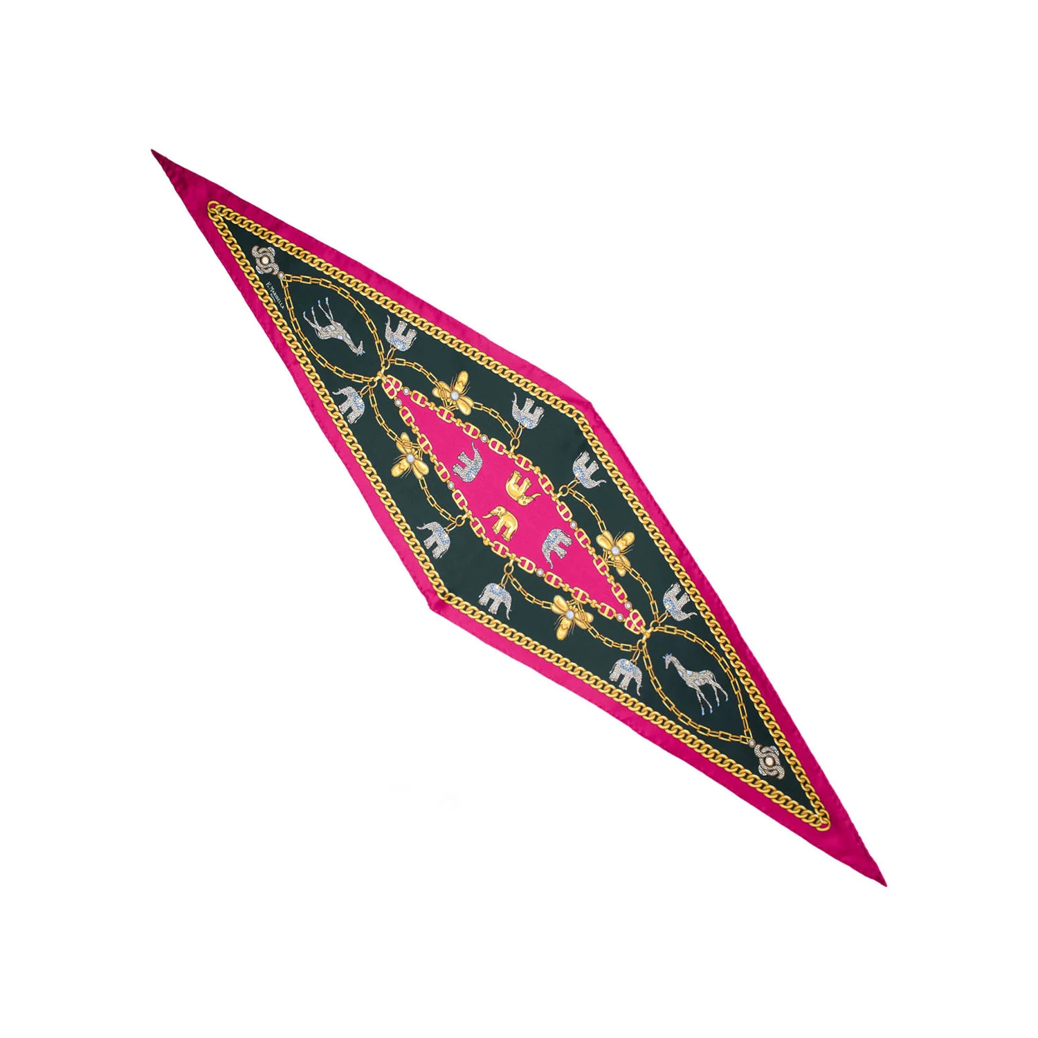 FUCHSIA SILK DIAMOND SHAPE SCARF