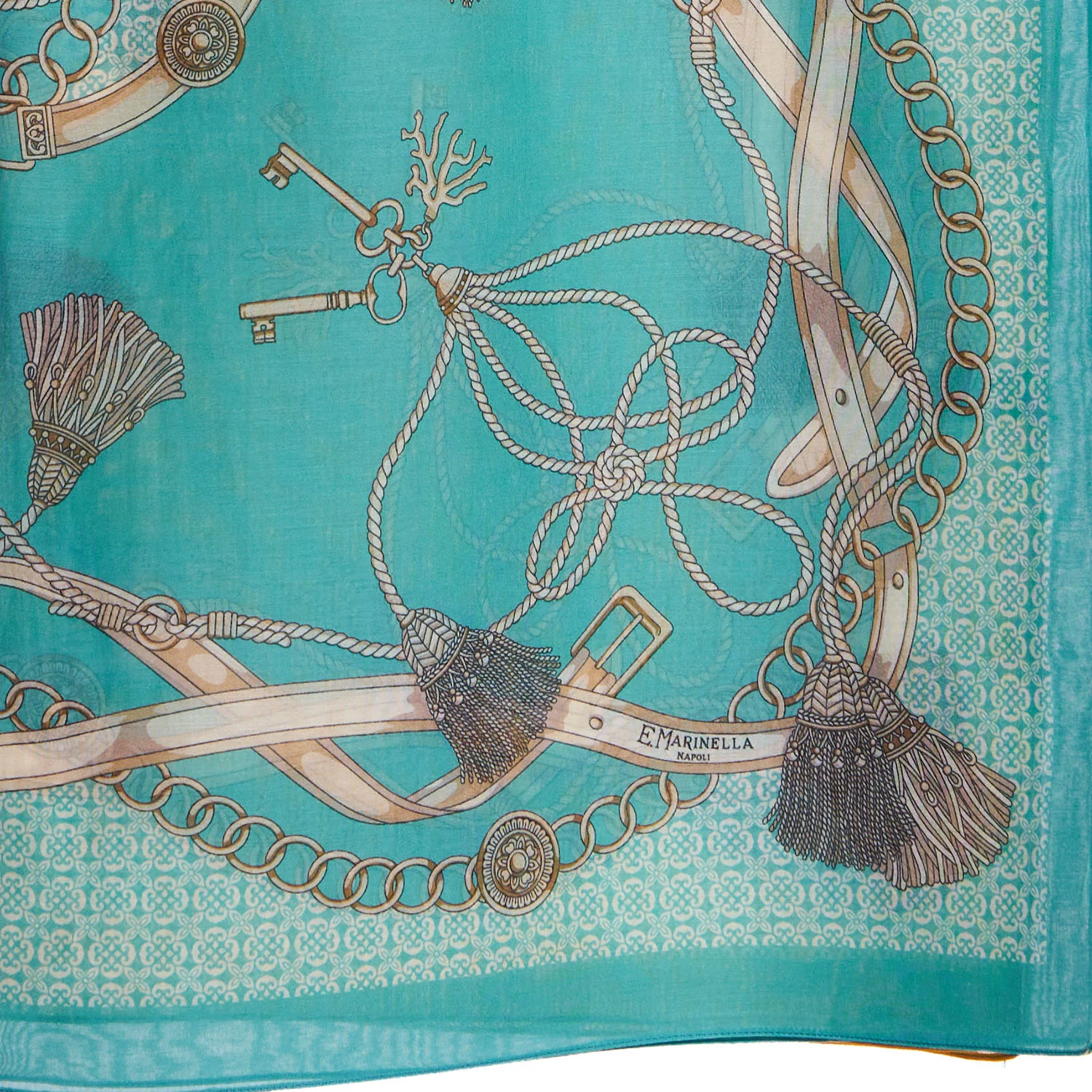GREEN STOLE IN COTTON VOILE AND SILK - Image 3