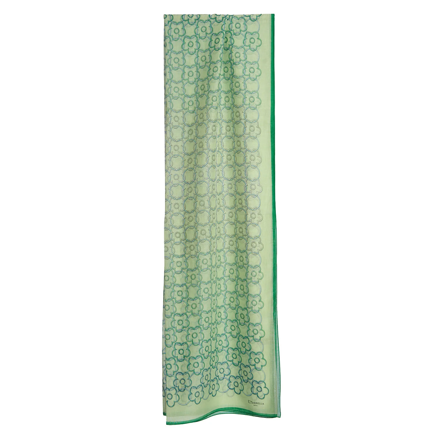 GREEN STOLE IN COTTON VOILE AND SILK
