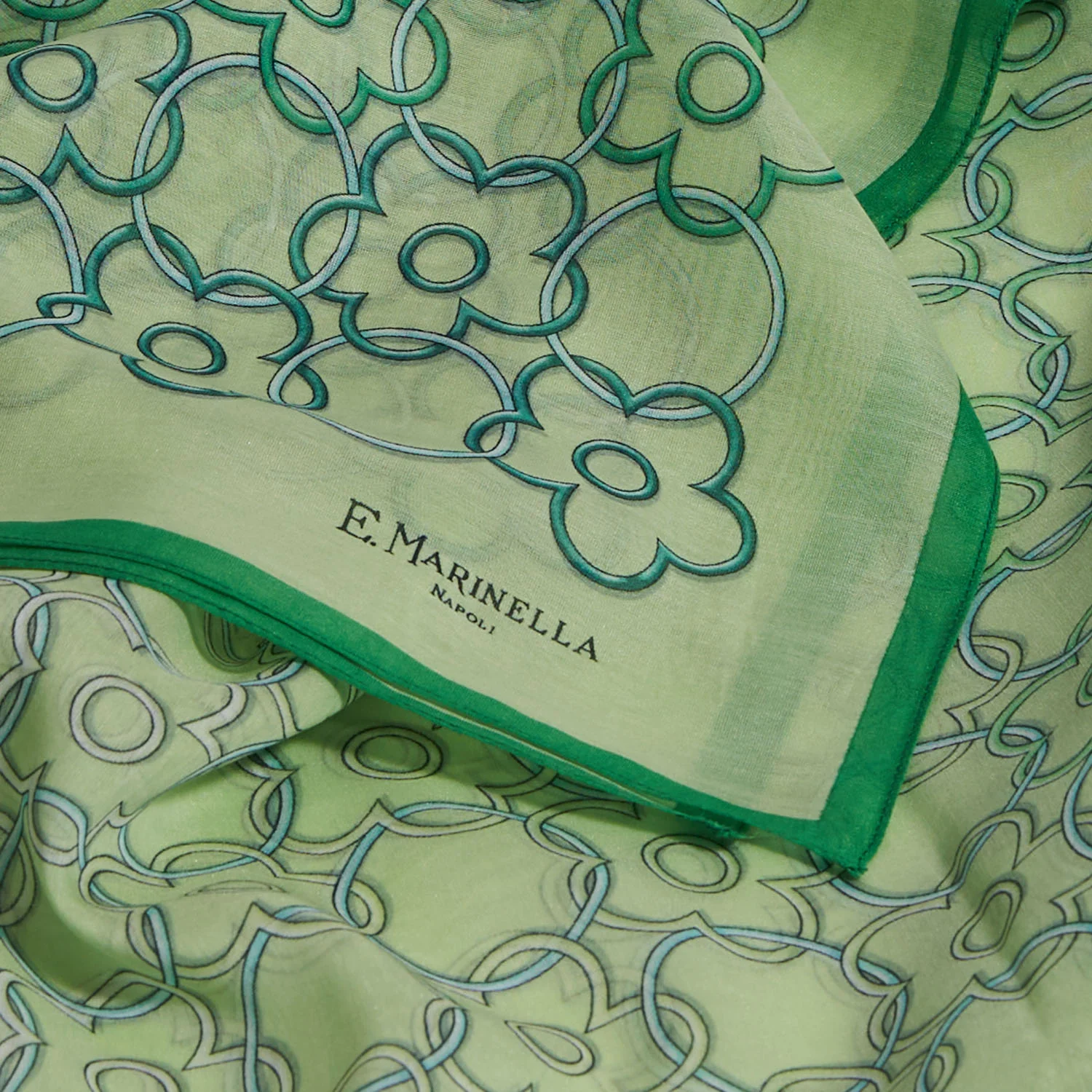 GREEN STOLE IN COTTON VOILE AND SILK - Image 4