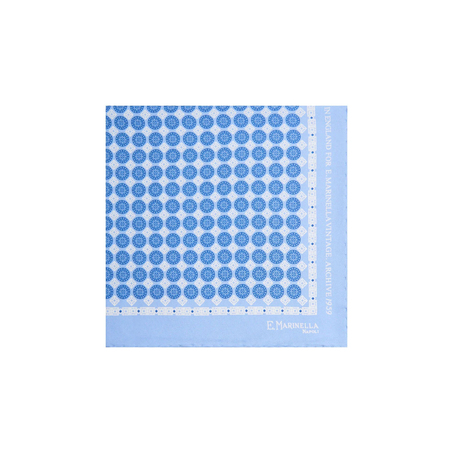 LIGHT BLUE HAND-PRINTED SILK POCKET SQUARE
