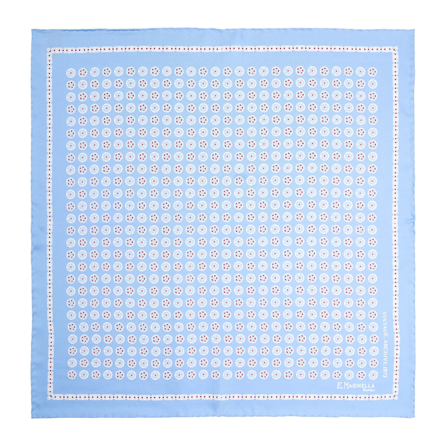 LIGHT BLUE HAND-PRINTED SILK POCKET SQUARE - Image 2