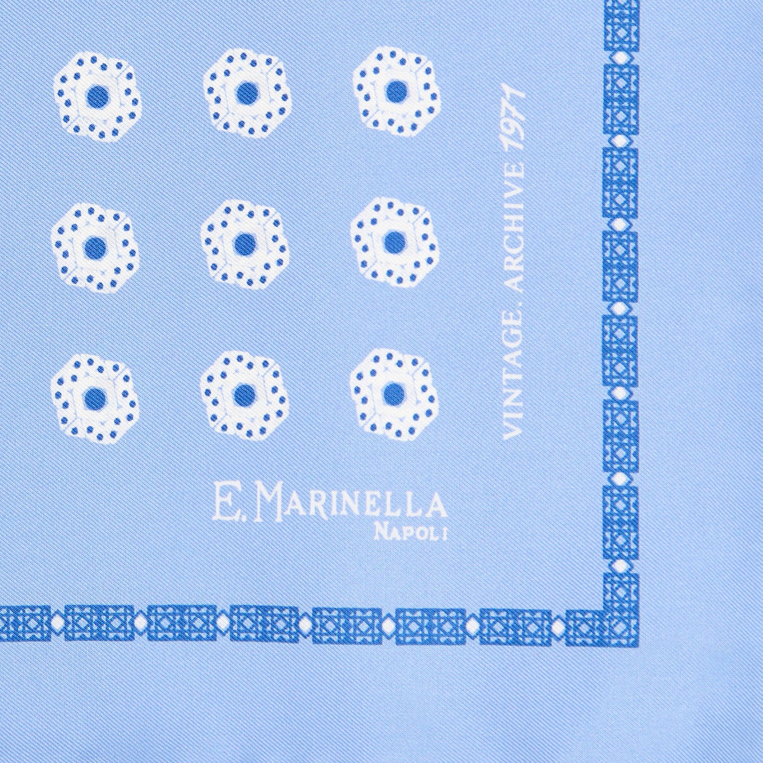 LIGHT BLUE HAND-PRINTED SILK POCKET SQUARE - Image 3