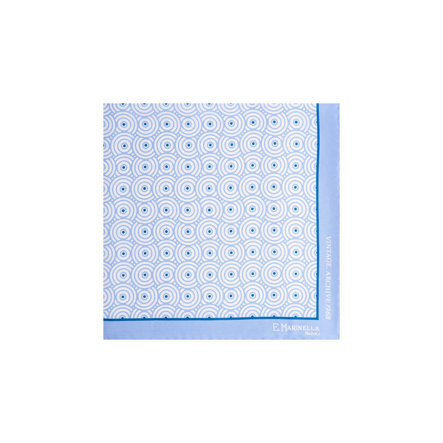 LIGHT BLUE HAND-PRINTED SILK POCKET SQUARE