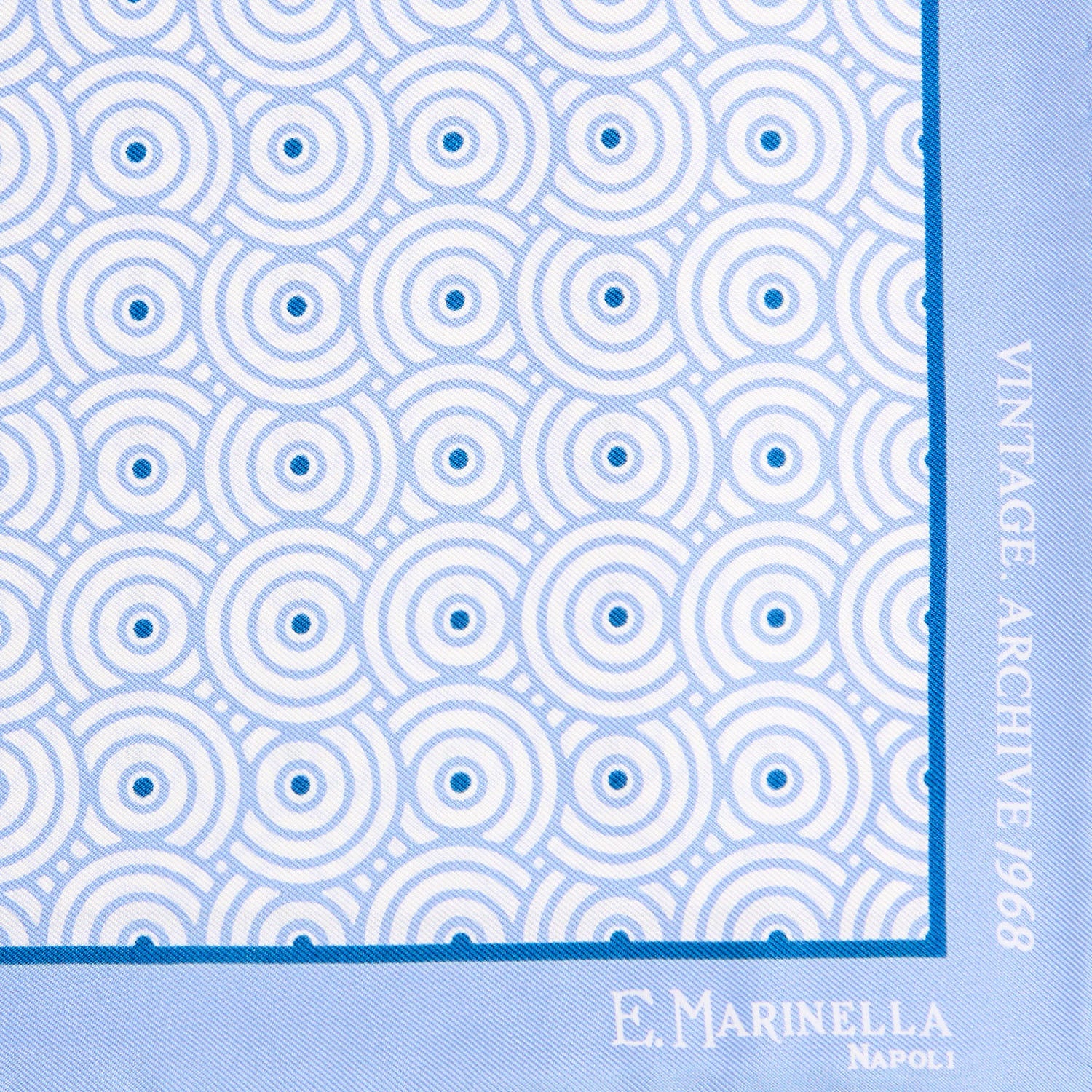 LIGHT BLUE HAND-PRINTED SILK POCKET SQUARE - Image 3