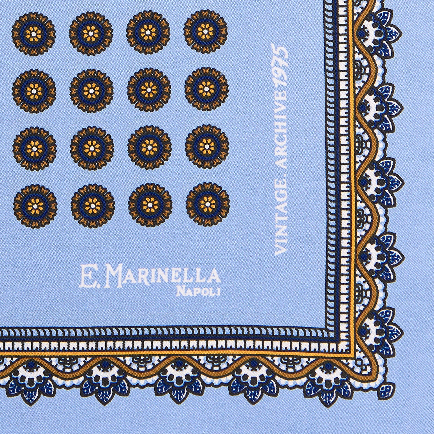 LIGHT BLUE HAND-PRINTED SILK POCKET SQUARE - Image 3