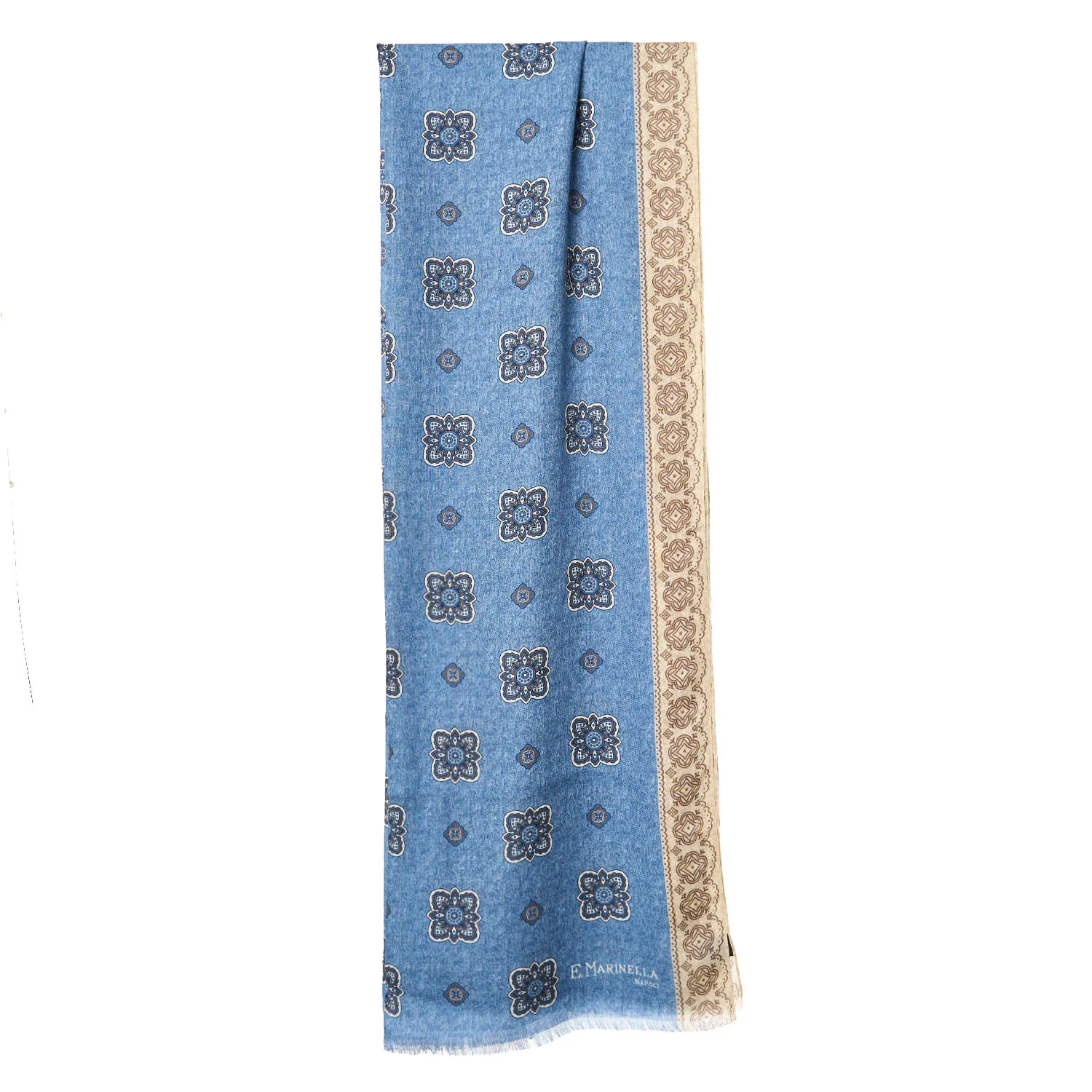 LIGHT BLUE WOOL, SILK AND CASHMERE STOLE