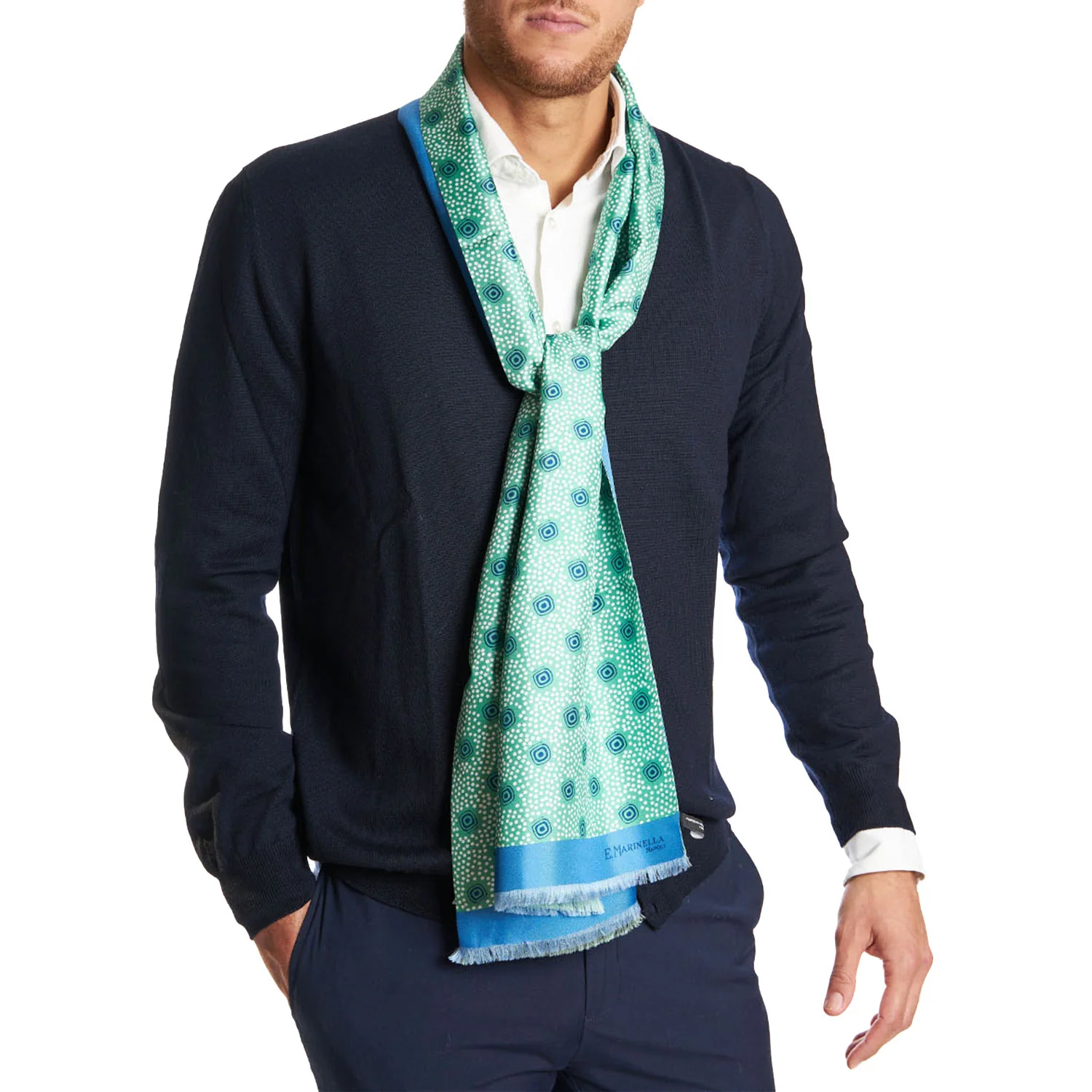 LIGHT GREEN AND BLUE DOUBLE SCARF - Image 2