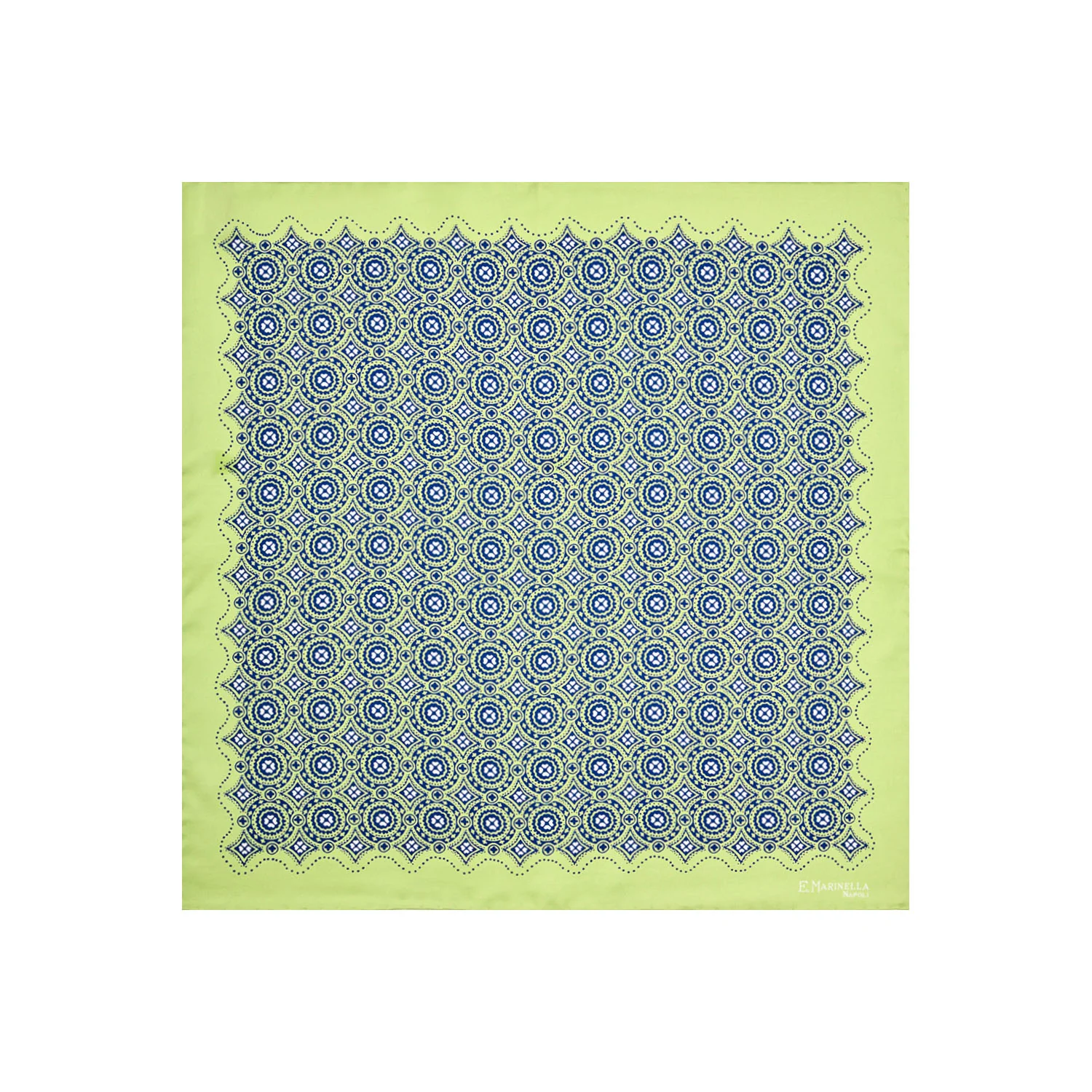 LIGHT GREEN HAND-PRINTED SILK POCKET SQUARE - Image 2