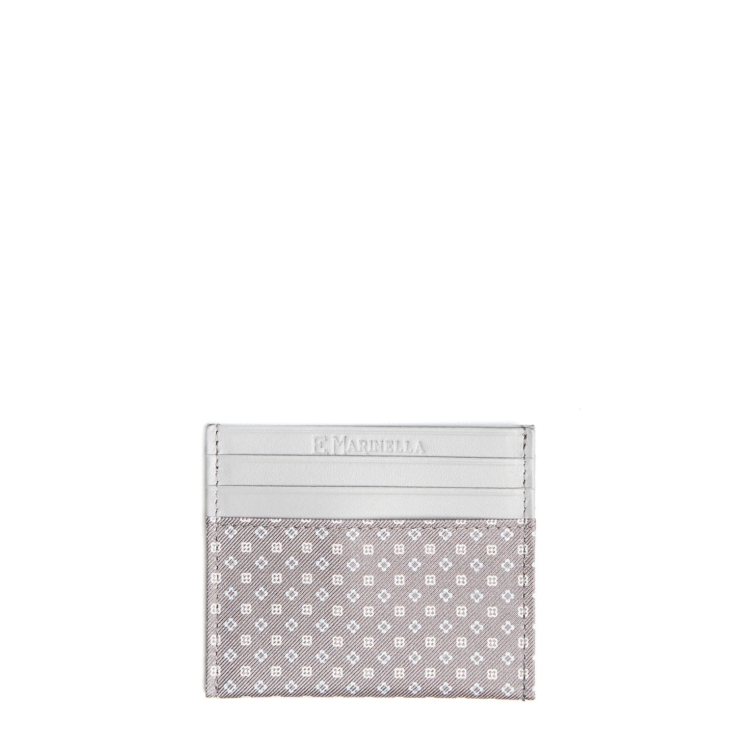 LIGHT GREY LEATHER AND SILK CREDIT CARD HOLDER