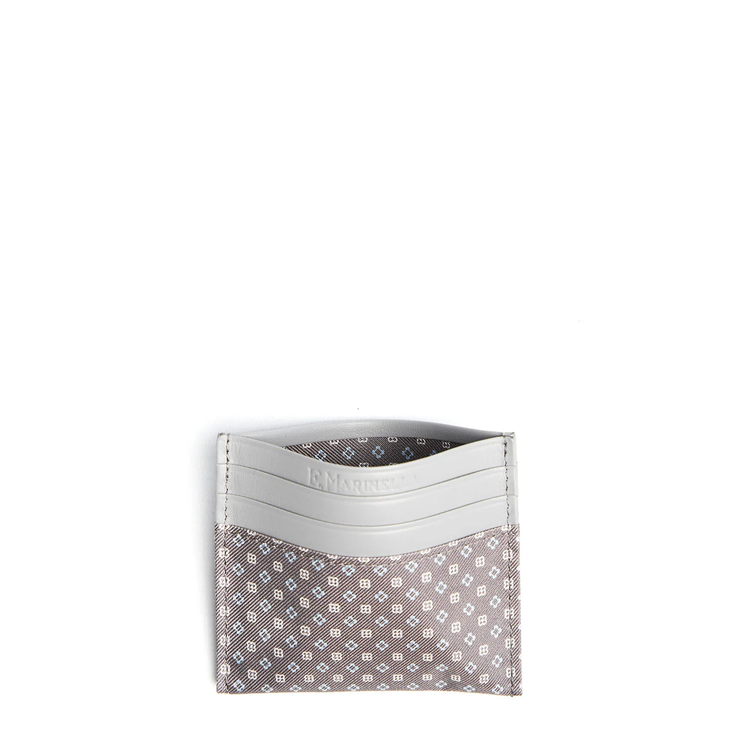 LIGHT GREY LEATHER AND SILK CREDIT CARD HOLDER - Image 2