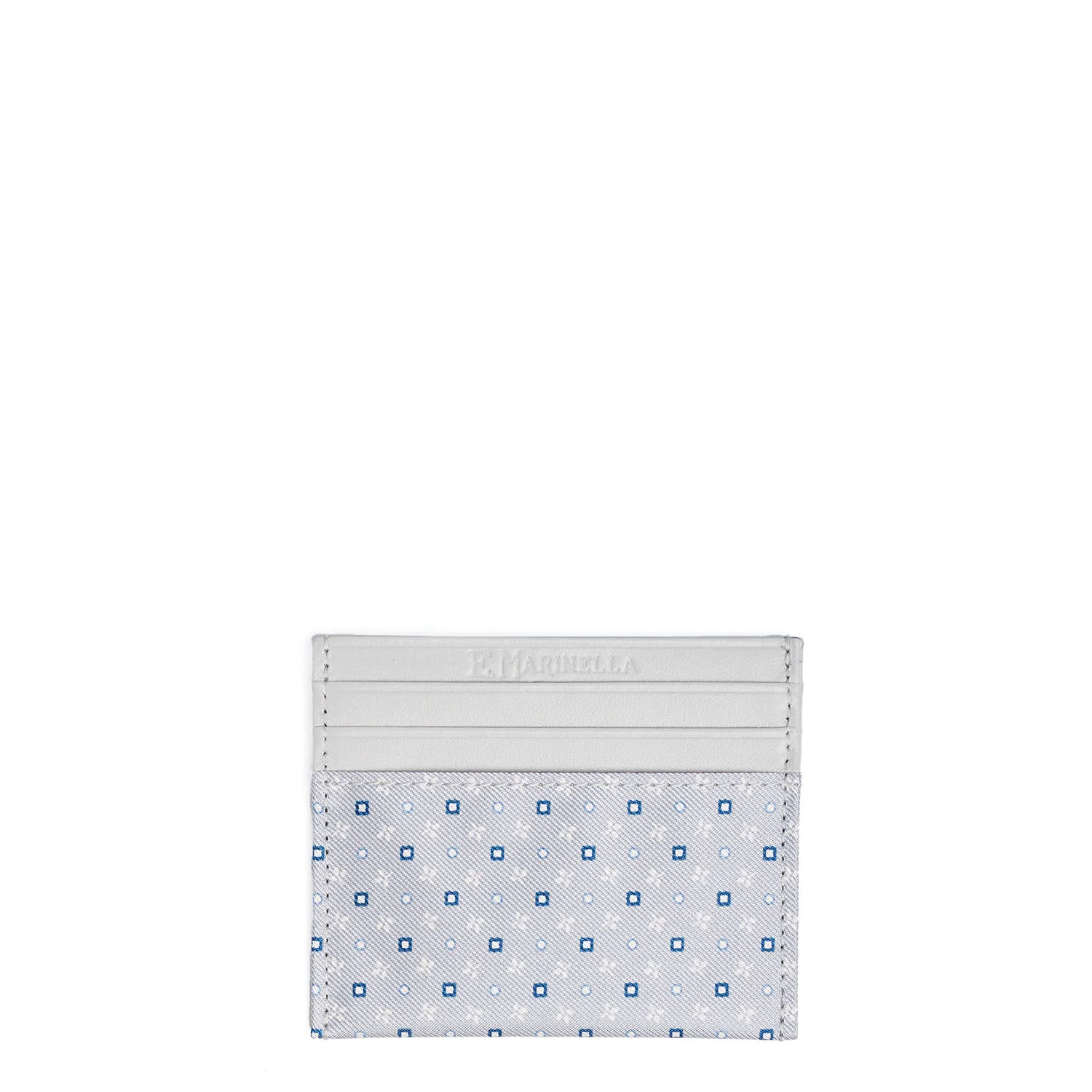 LIGHT GREY LEATHER AND SILK CREDIT CARD HOLDER