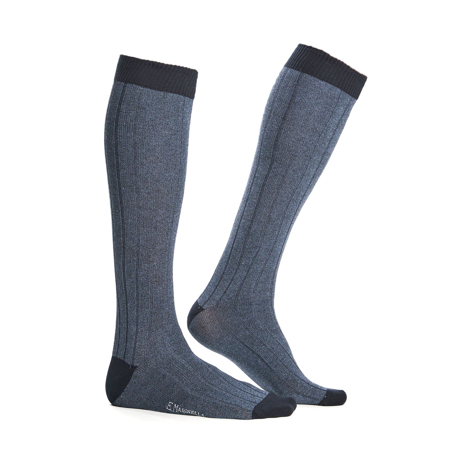 LONG BICOLOR POWDER BLUE COTTON SOCKS - Image 2